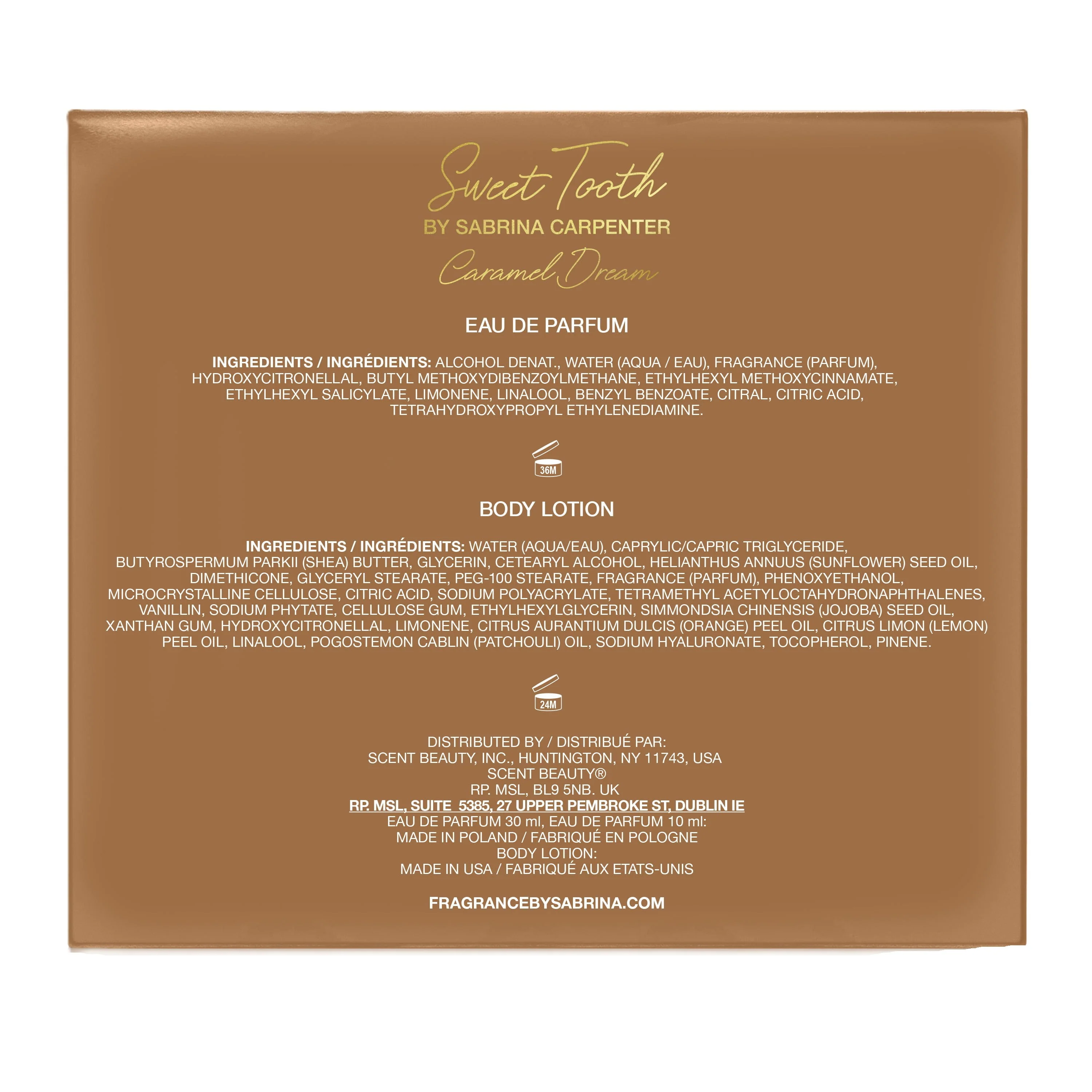 Scent Beauty Caramel Dream Eau De Parfum 3 Piece Giftset, Gourmand Scent with Caramel, Vanilla, Dark Chocolate, 1 oz Spray, 0.33 oz Travel Spray, 2.5 oz Body Lotion - Image 3