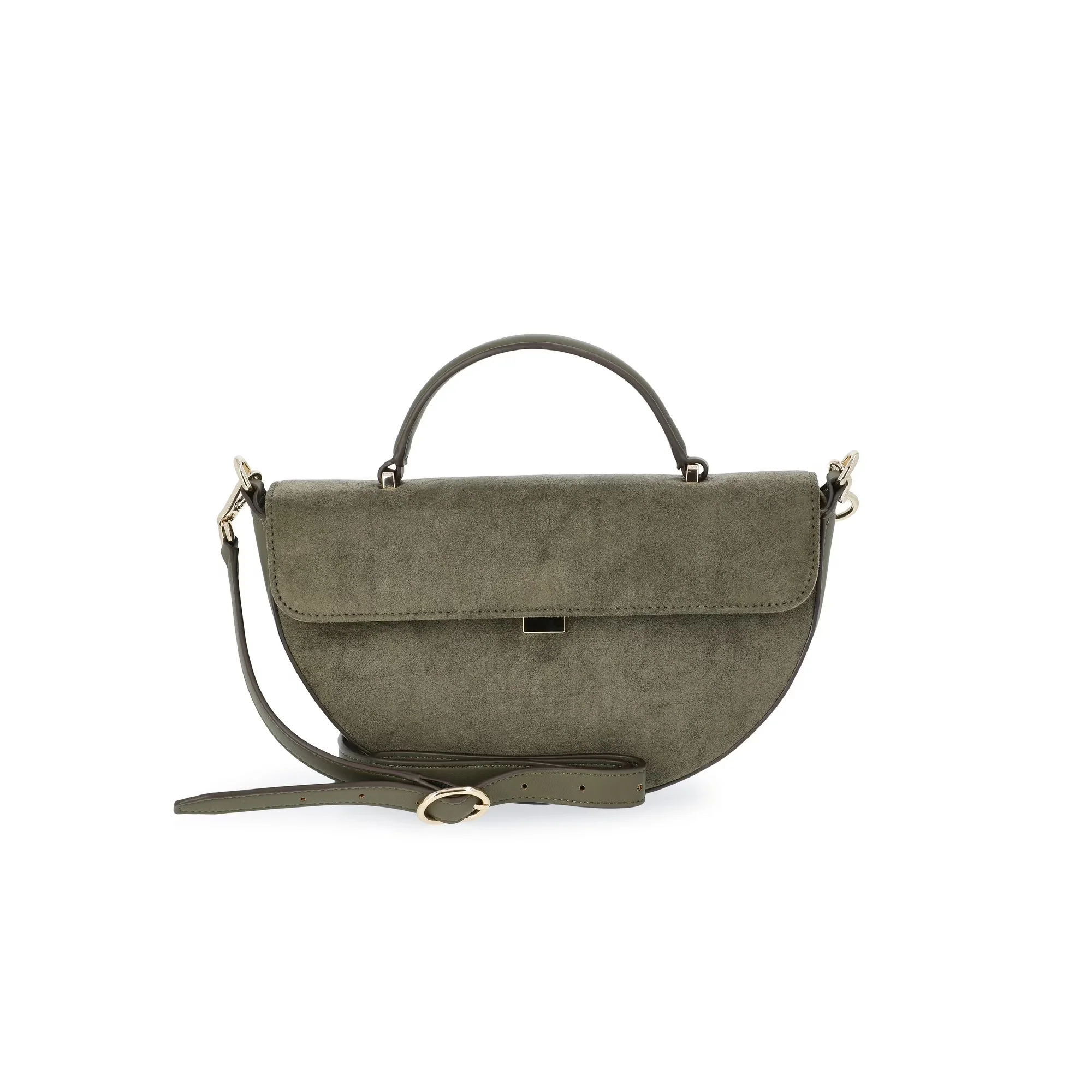 Scoop Women's Faux Suede Half Moon Satchel Bag, Olive