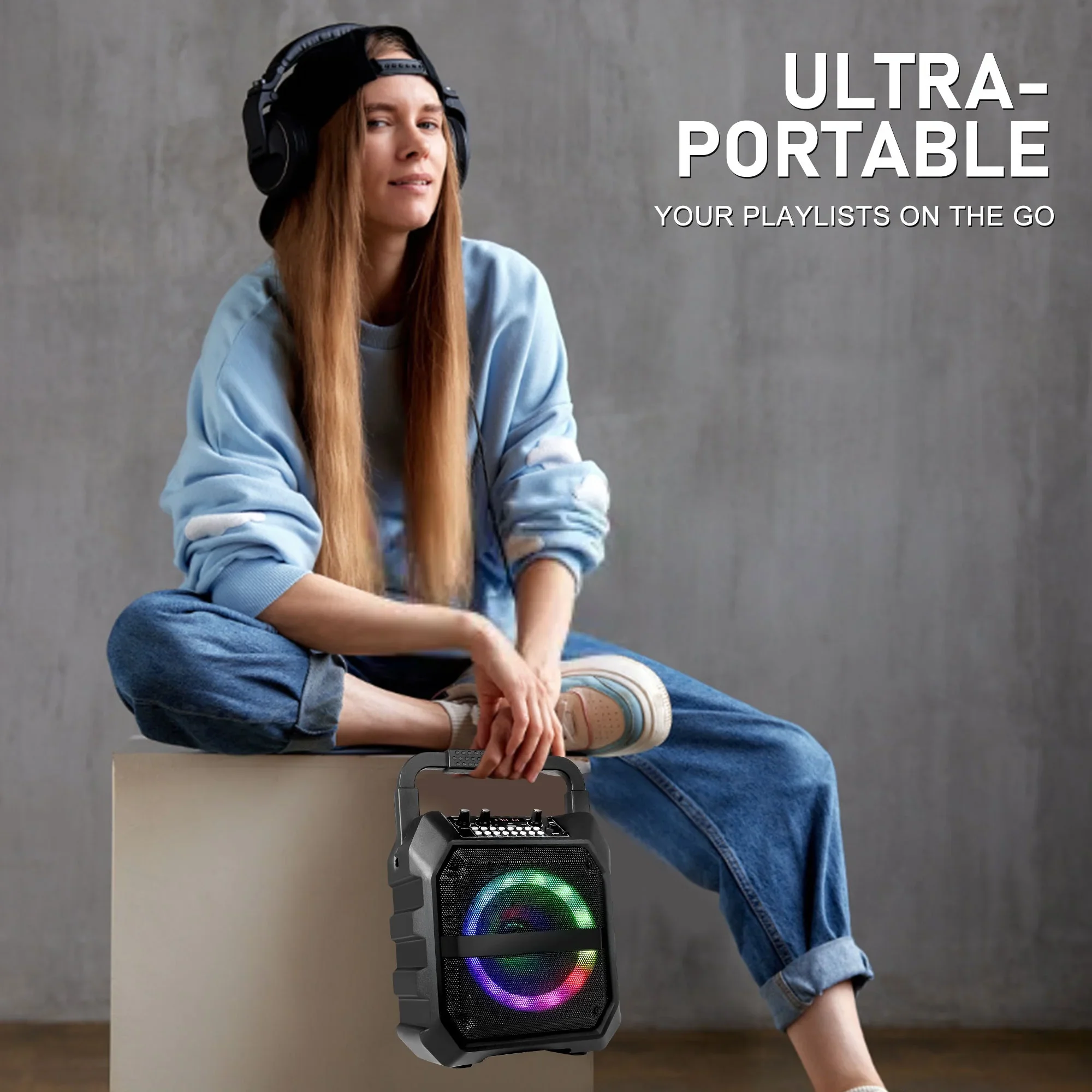 Seenda Karaoke Machine with 2 Wireless Microphones, Bluetooth Speaker, and Portable PA System - Image 3