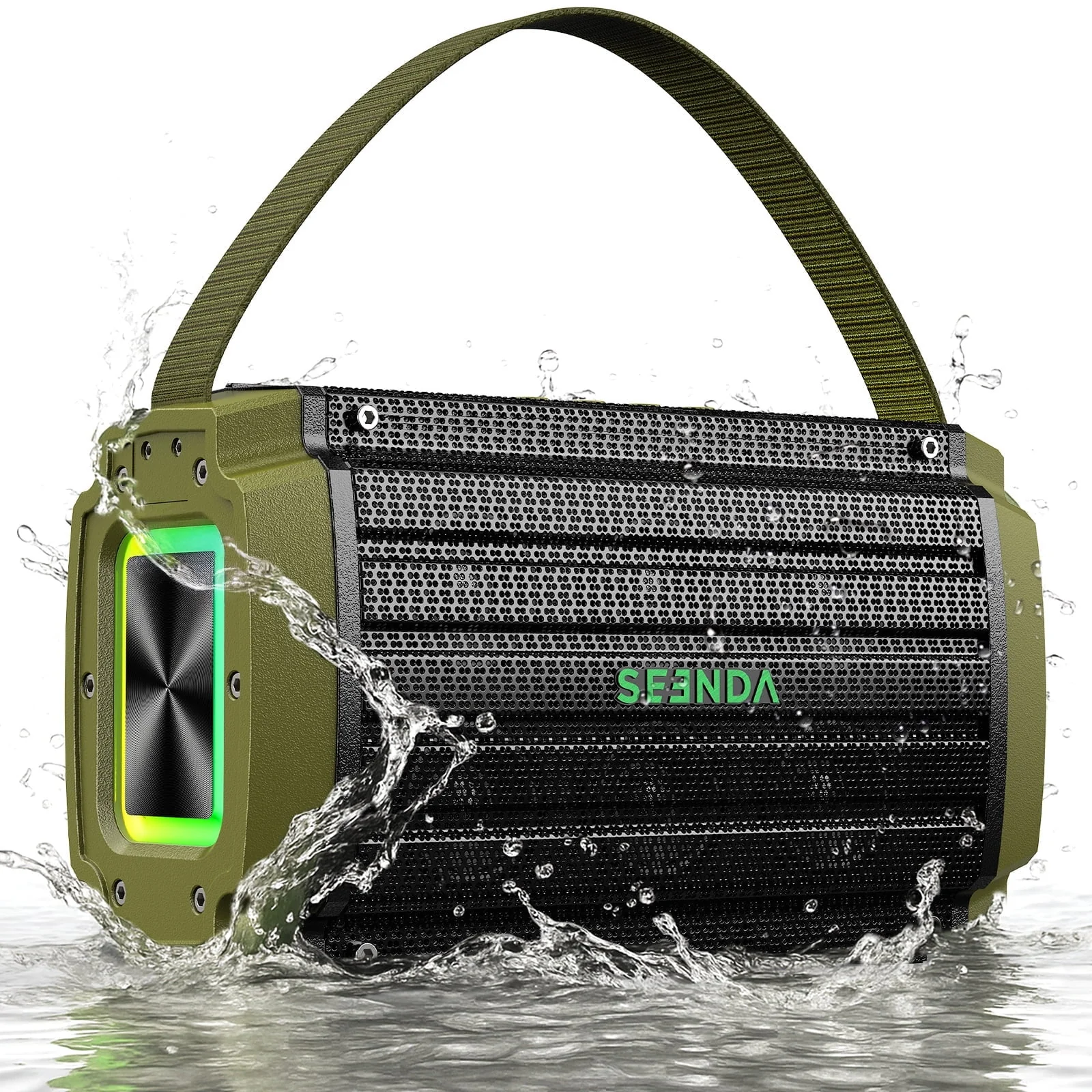 Seenda W-4120 Bluetooth Speaker, 80W, Subwoofer, RGB Lights, 10H Playtime, IPX6 Waterproof Portable Wireless Speaker with Handle for Outdoors, Camping, Beach - Image 3