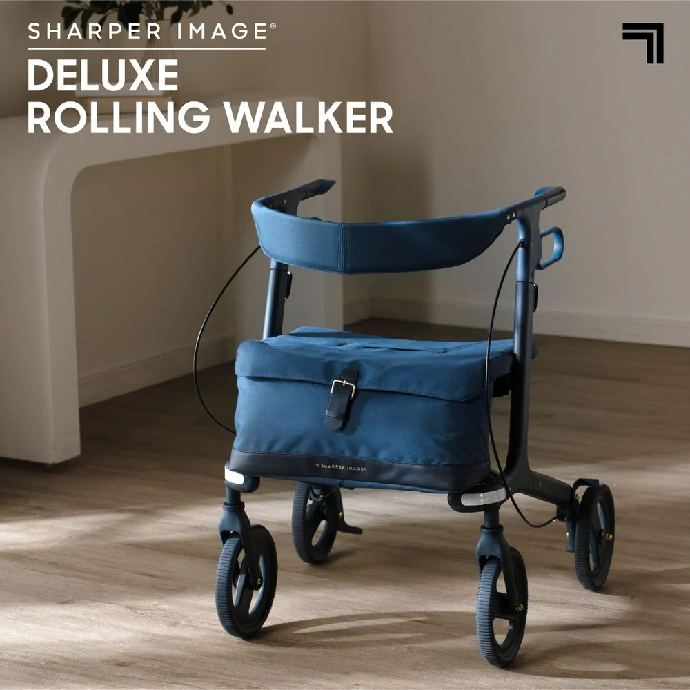 Sharper Image 1019378 Deluxe Rolling Walker with Seat and 8-inch Wheels, 300 lb Capacity - Image 2