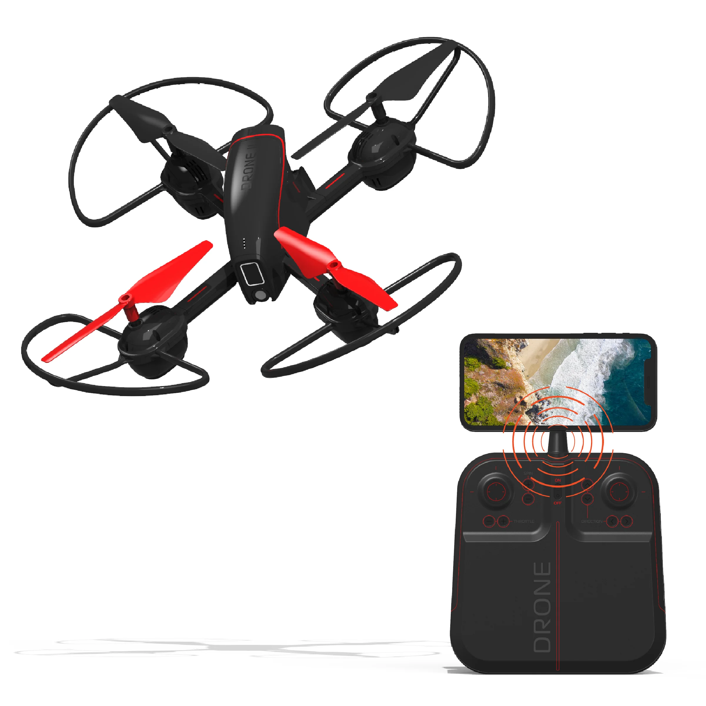 Sharper Image 2.4GHz RC Mach 10" Drone with Stream Camera, Black - Easy to Fly