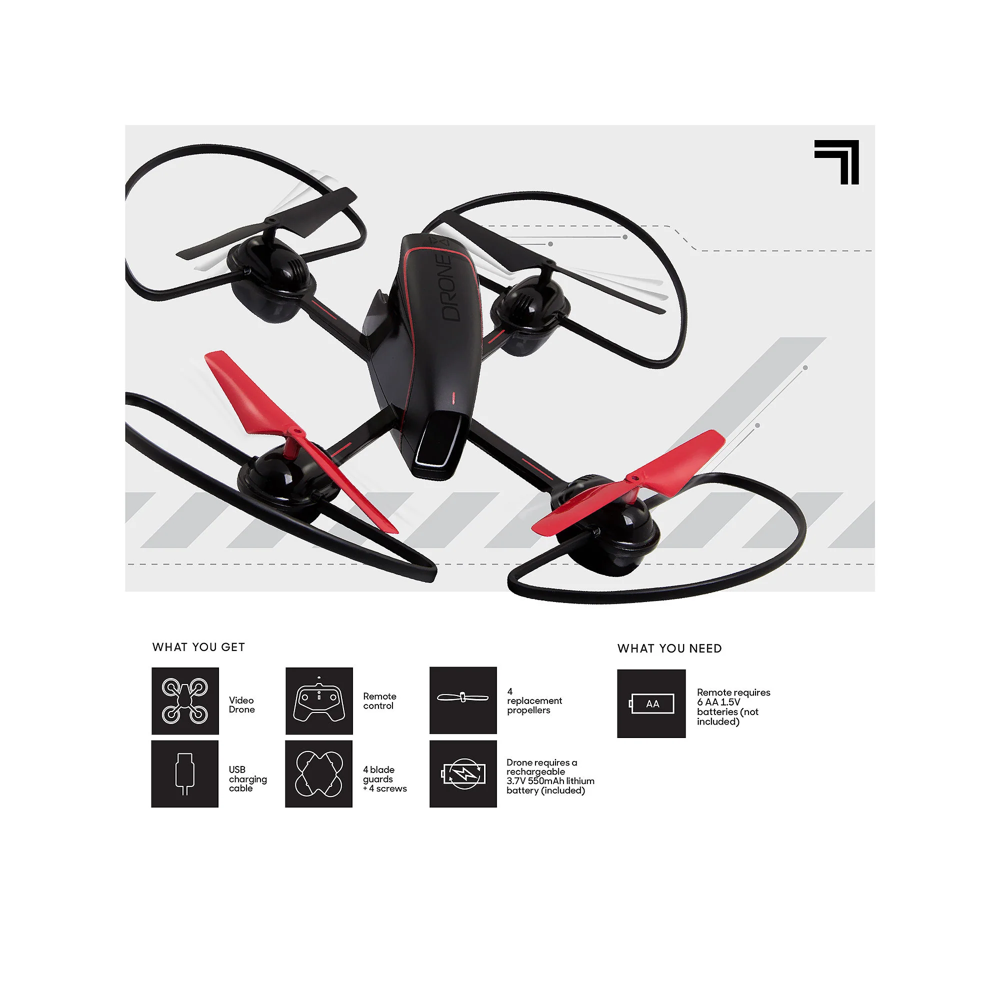 Sharper Image 2.4GHz RC Mach 10" Drone with Stream Camera, Black - Easy to Fly - Image 4