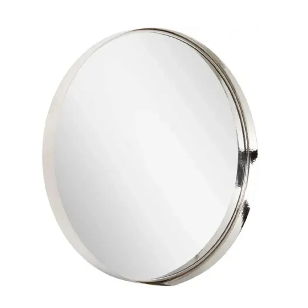 Signature Hardware 24287-L-NL Palora 30-1/8" Diameter Geometrics Circular Steel Framed Bathroom Wall Mirror, Brushed Nickel - Image 2