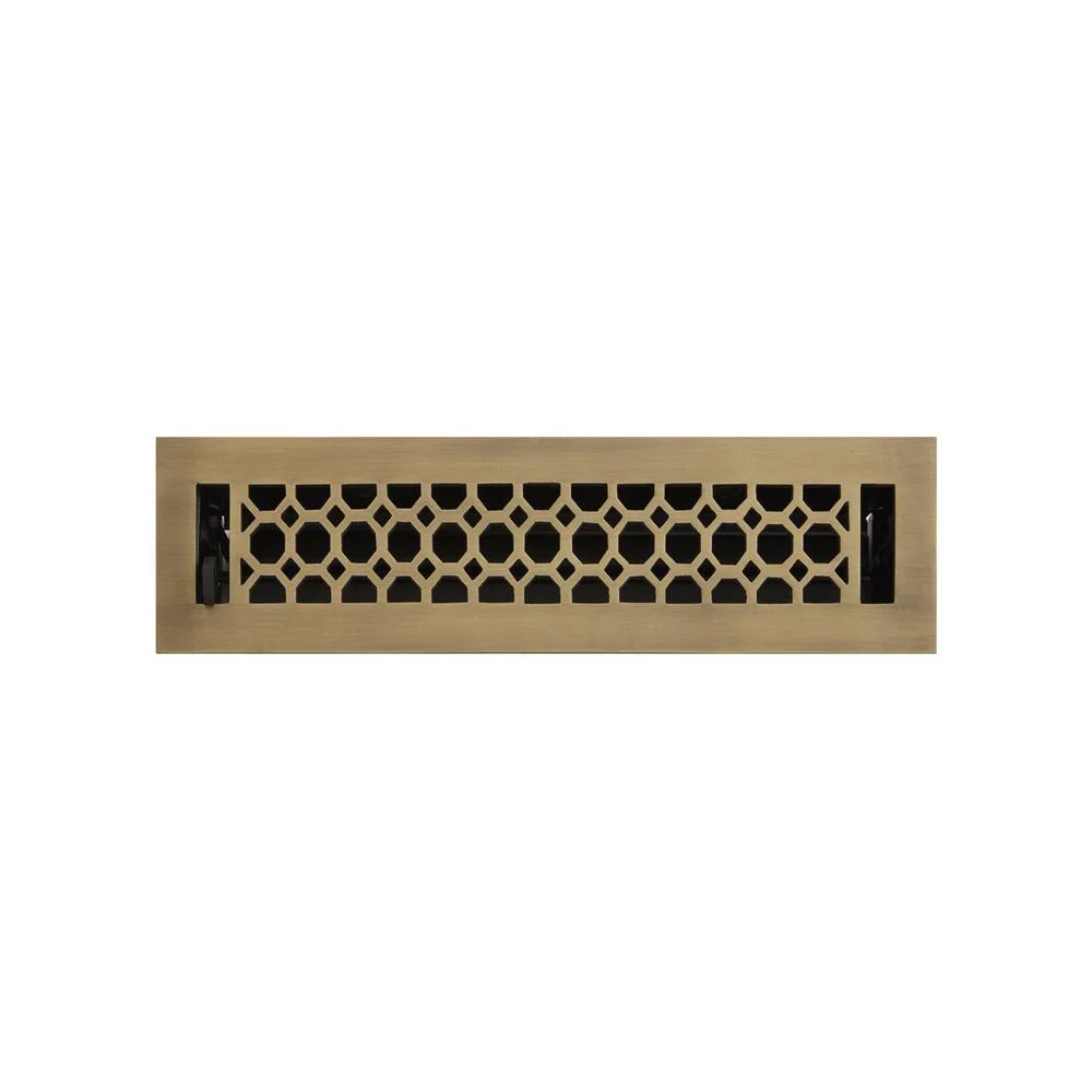 Signature Hardware 301601 Honeycomb Brass Floor Register - Antique Brass 2-1/4" x 10" (3-1/4" x 11-1/8" Overall)
