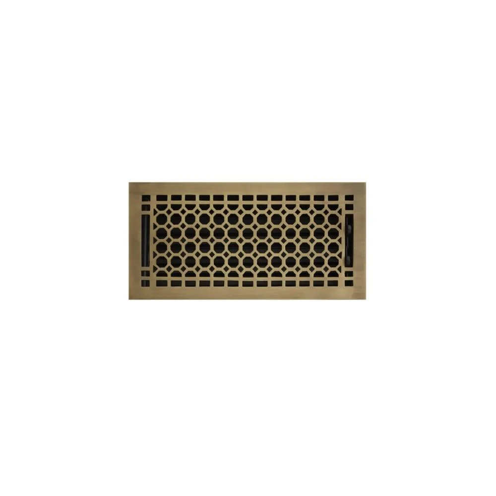 Signature Hardware 301643 Honeycomb Brass Floor Register - 6" x 10" (6-5/8" x 11-1/8" Overall) Antique Brass