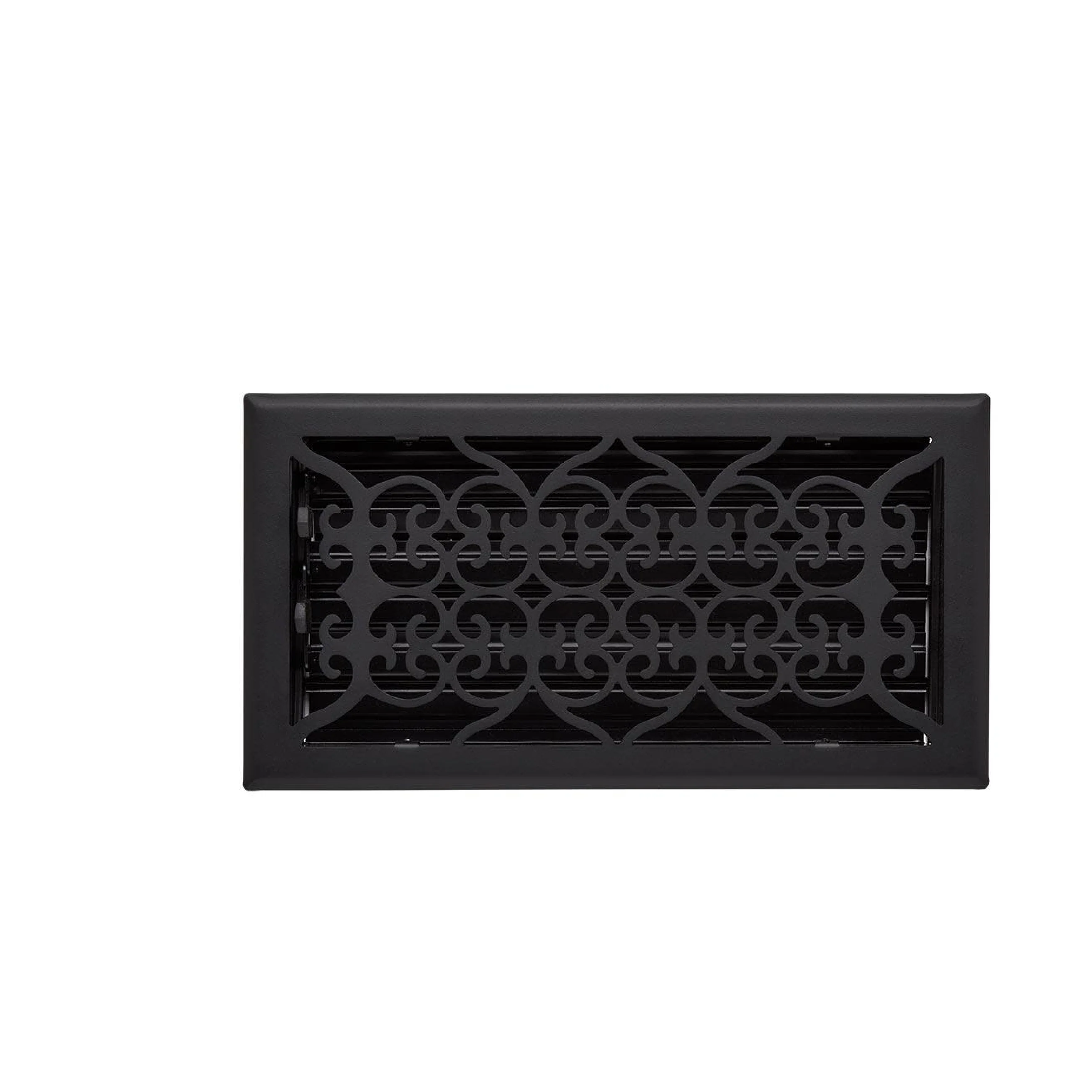 Signature Hardware 345938 Scroll Design Cast Iron Floor Register w/ Louvers - 4" x 12" - Black Powdercoat - Image 2