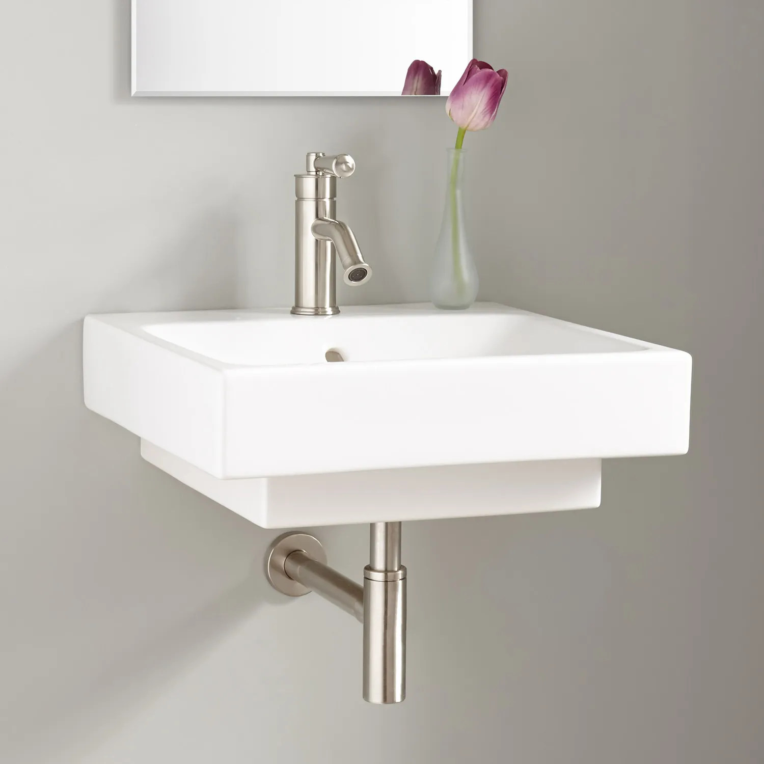 Signature Hardware 424917 Stoddert 20" Vitreous China Wall Mounted Bathroom Sink with Single Faucet Hole and Overflow