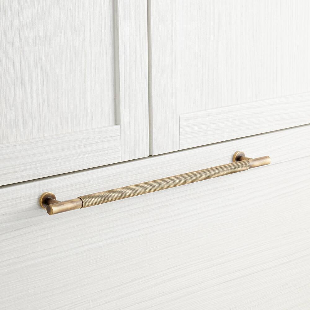 Signature Hardware 450357 18" Evinger Knurled Brass Appliance Pull - Antique Brass