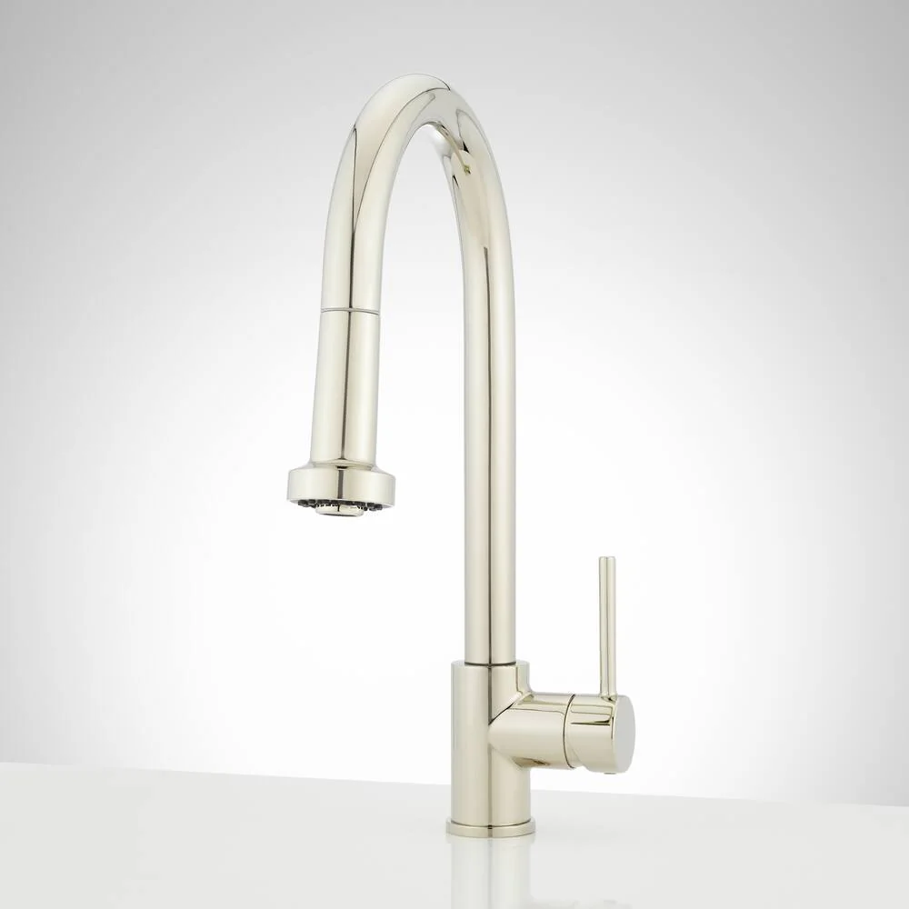 Signature Hardware 465187 Ridgeway Single Handle Pull Down Sprayer Kitchen Faucet in Polished Nickel