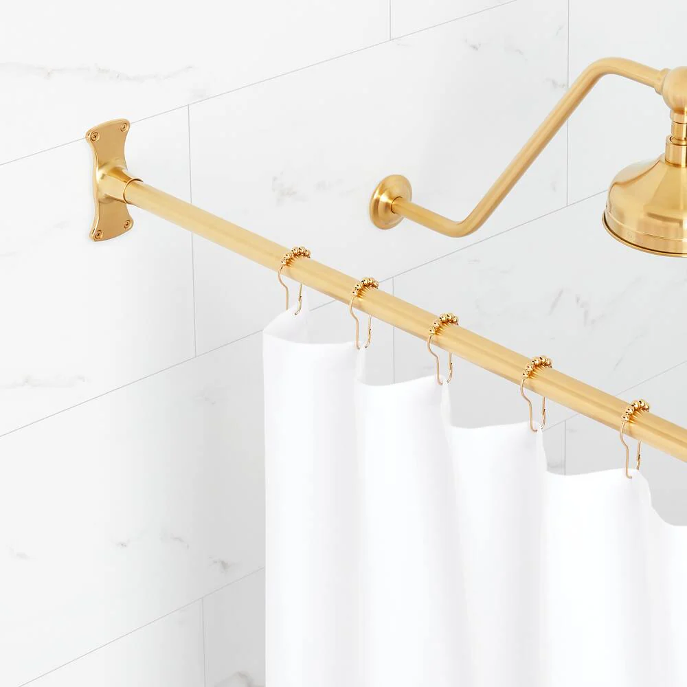 Signature Hardware 466738 60" Straight Brass Shower Rod Brushed Gold - Image 2