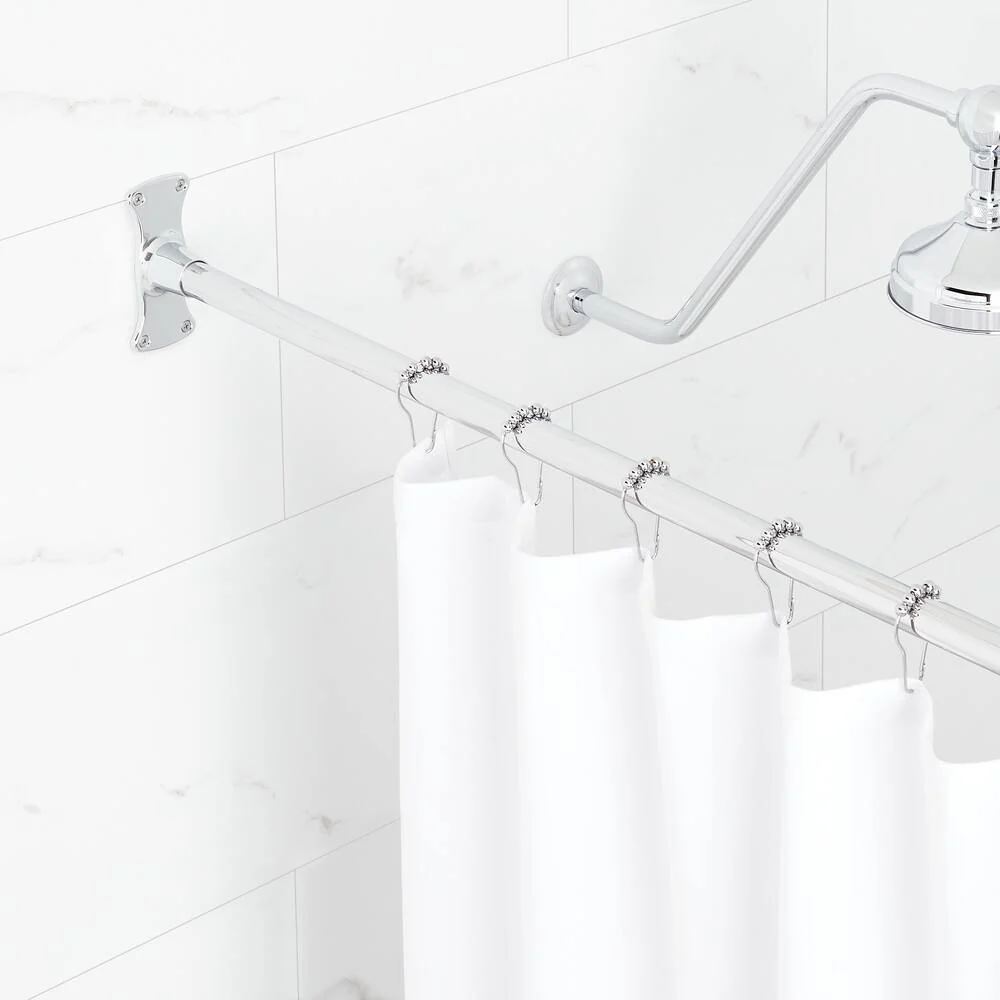 Signature Hardware 466740 60" Straight Brass Shower Rod Chrome - Image 2