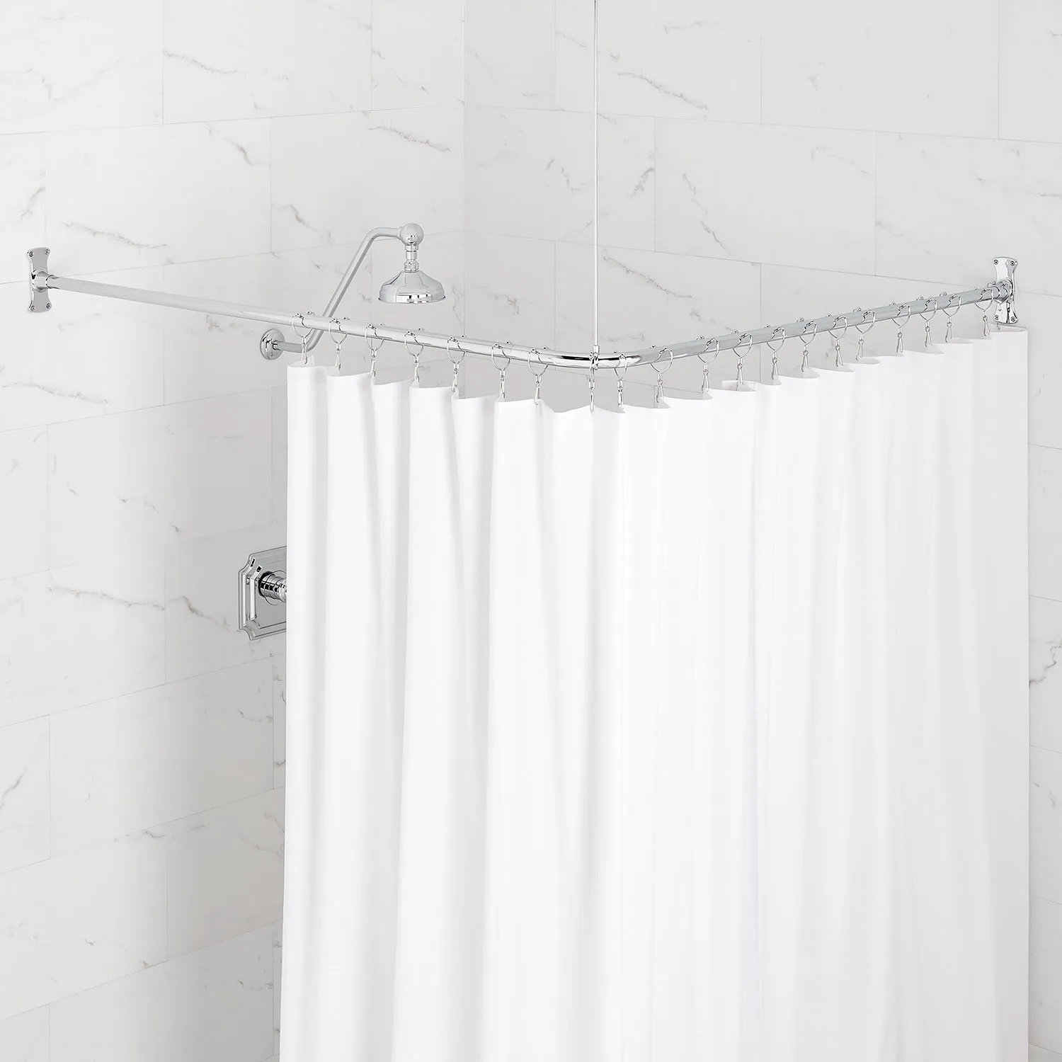 Signature Hardware 466798 60" x 30" Corner Brass Shower Rod Chrome
