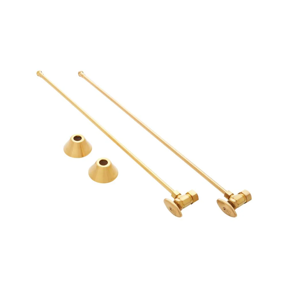 Signature Hardware 477102 Bathroom Supply Kit with 5/8" OD X 3/8" OD Angle Stop - Brushed Gold - Image 2