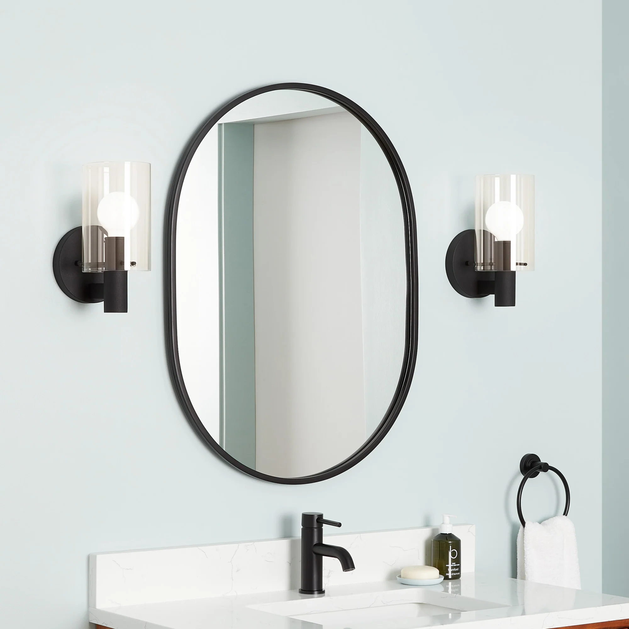 Signature Hardware 485314 COLBORNE OVAL Colborne 24" W X 32-1/2" H Modern Oval Framed Bathroom Wall Mirror Matte Black - Image 2