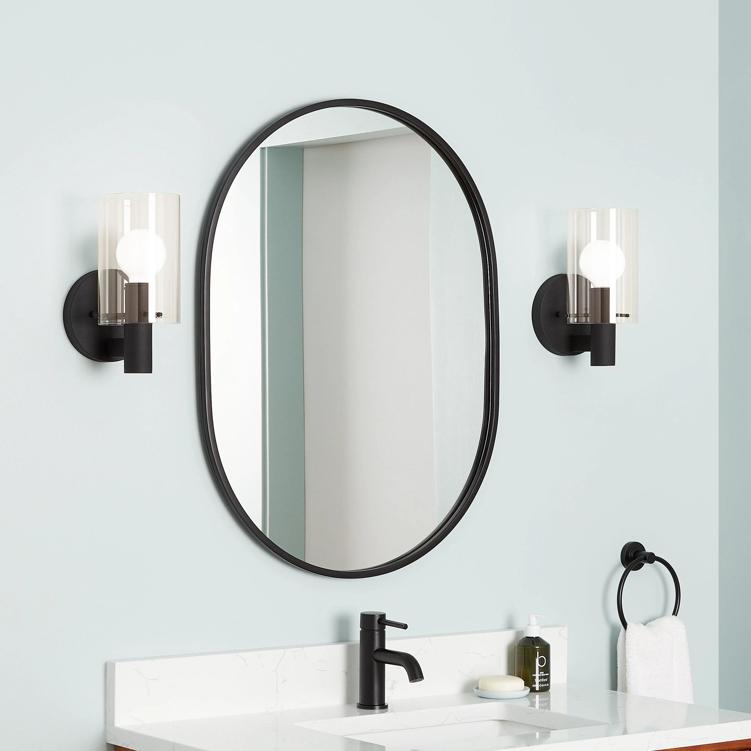 Signature Hardware 485314 COLBORNE OVAL Colborne 24" W X 32-1/2" H Modern Oval Framed Bathroom Wall Mirror Matte Black - Image 3