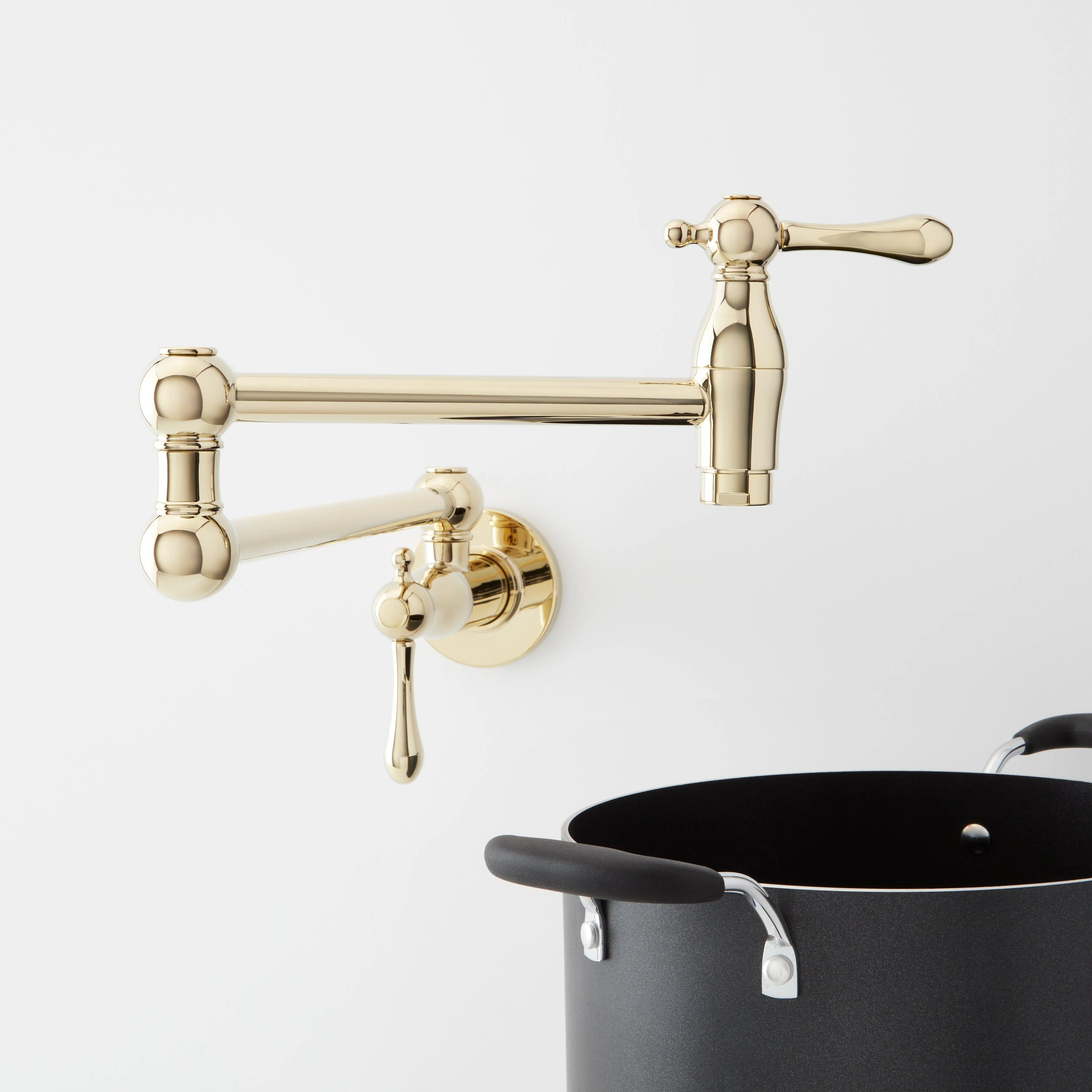 Signature Hardware 488314 4.6 GPM Double Handle Wall Mounted Retractable Pot Filler