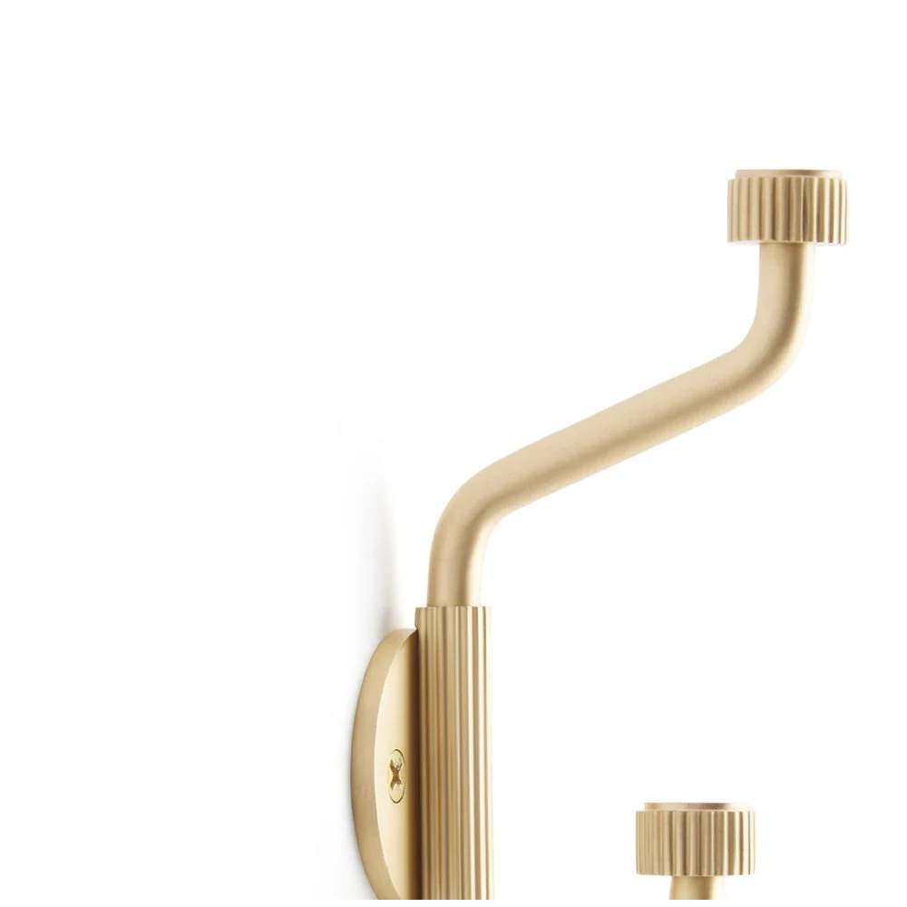 Signature Hardware 488949 Brixlee Knurled Brass Double Robe Hook Satin Brass  SATIN BRASS - Image 2