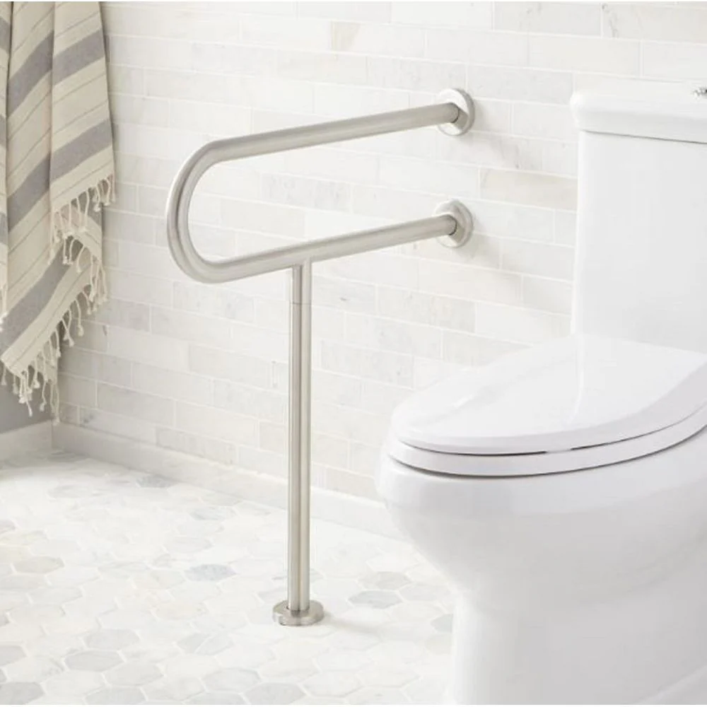 Signature Hardware 920109 Pickens 24" Grab Bar with Leg Support Brushed Stainless Steel