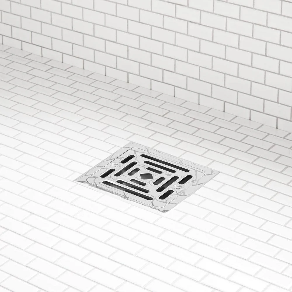 Signature Hardware 948035 Adelphi 4-1/2 Pattern Grate Linear Shower Drain Chrome