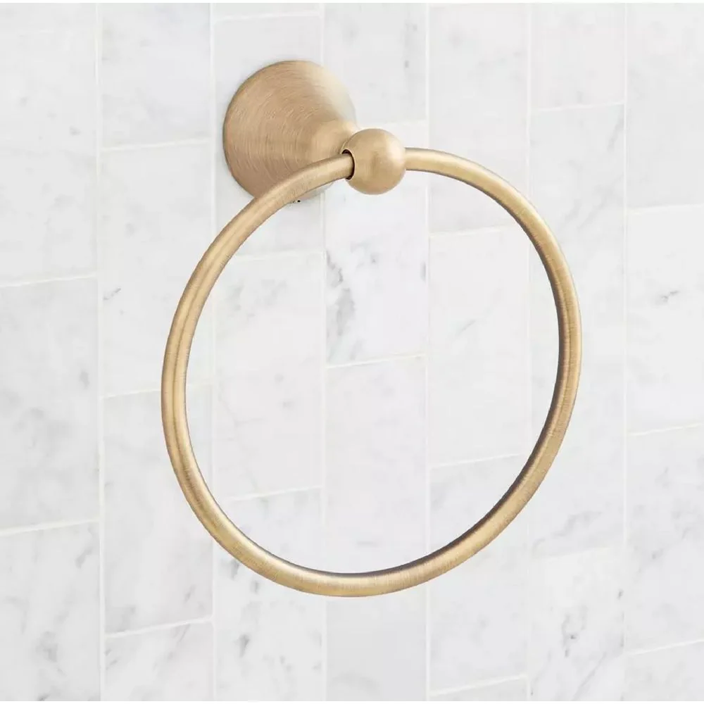Signature Hardware 955109 Traditional 6-7/8" Wall Mounted Towel Ring Aged Brass Bathroom Hardware and Accessories Bathroom Hardware Towel Rings - Image 3