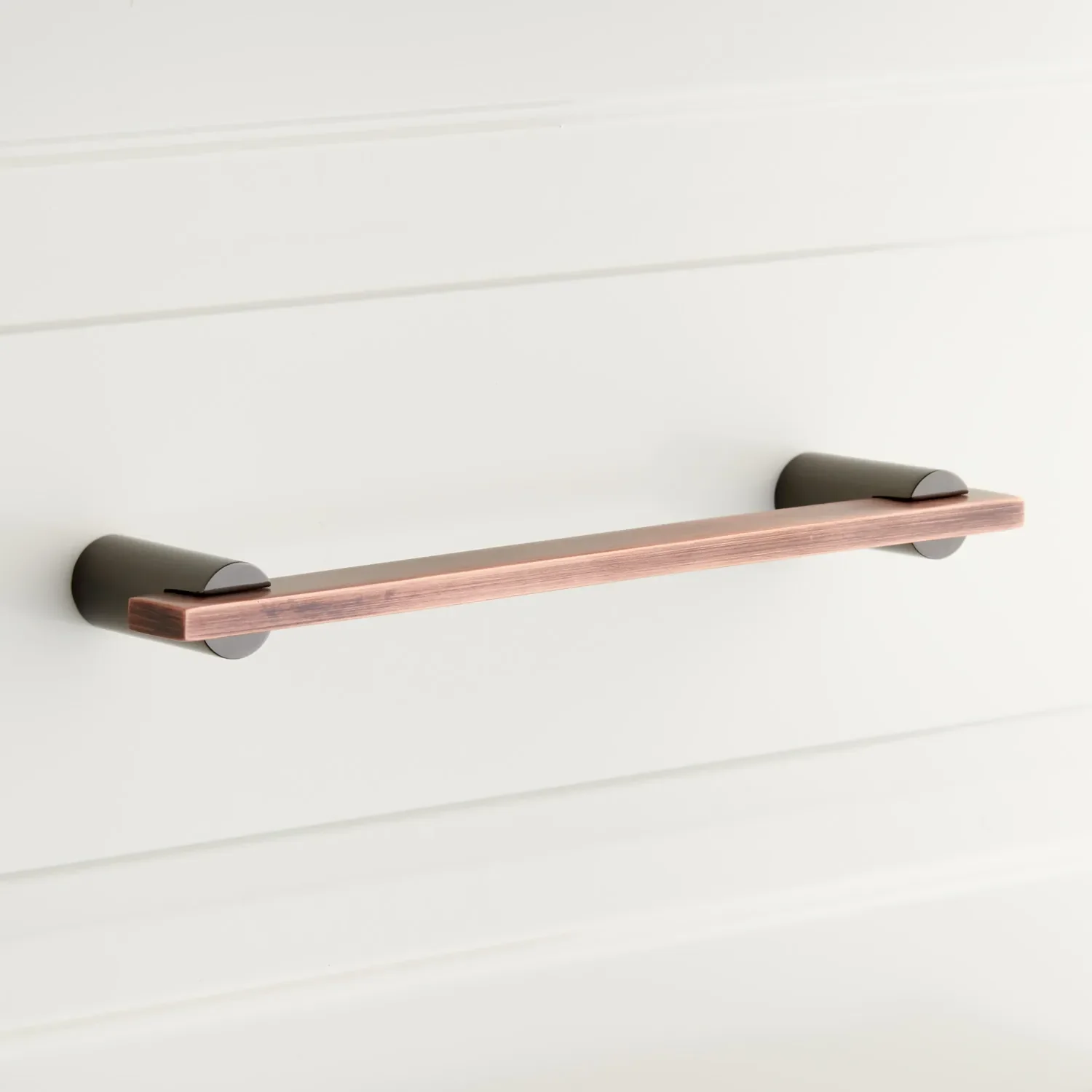 Signature Hardware AMW-MOD-CAB-6-AC-BLNK 6-in Masella Solid Brass Cabinet Pull, Black Nickel /Antique Copper