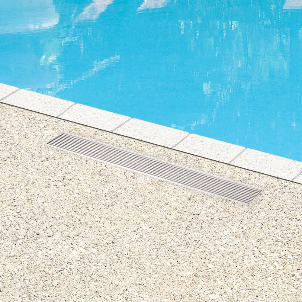 Signature Hardware Brushed Stainless Steel Rectangular Shower Drain