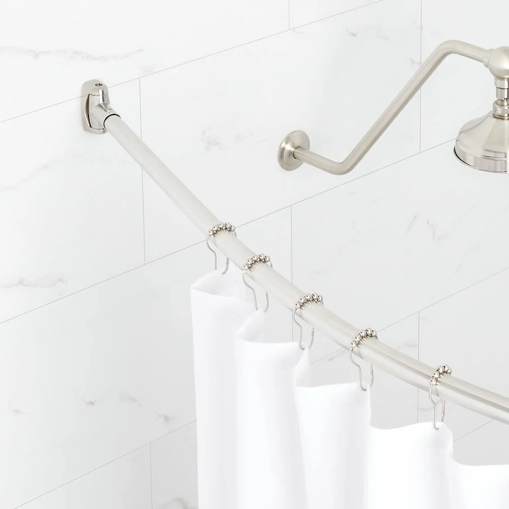 Signature Hardware CURVED SOLID BRASS SHOWER CURTAIN ROD Brushed Nickel - Image 2