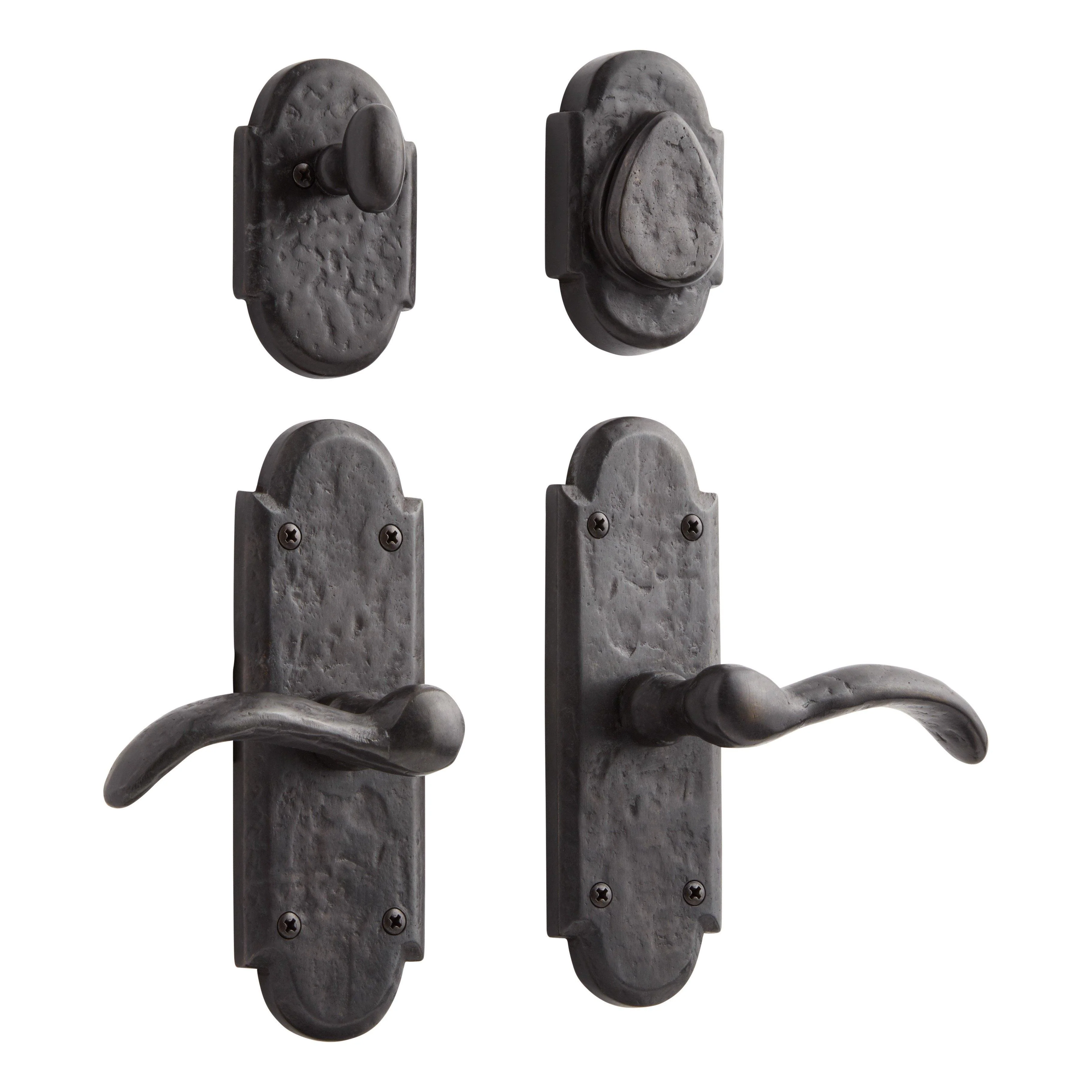 Signature Hardware EH-HRS-300.30-DB-NB Duncan Ornate Solid Bronze Passage Set - No Backset - Dark Bronze - Image 2