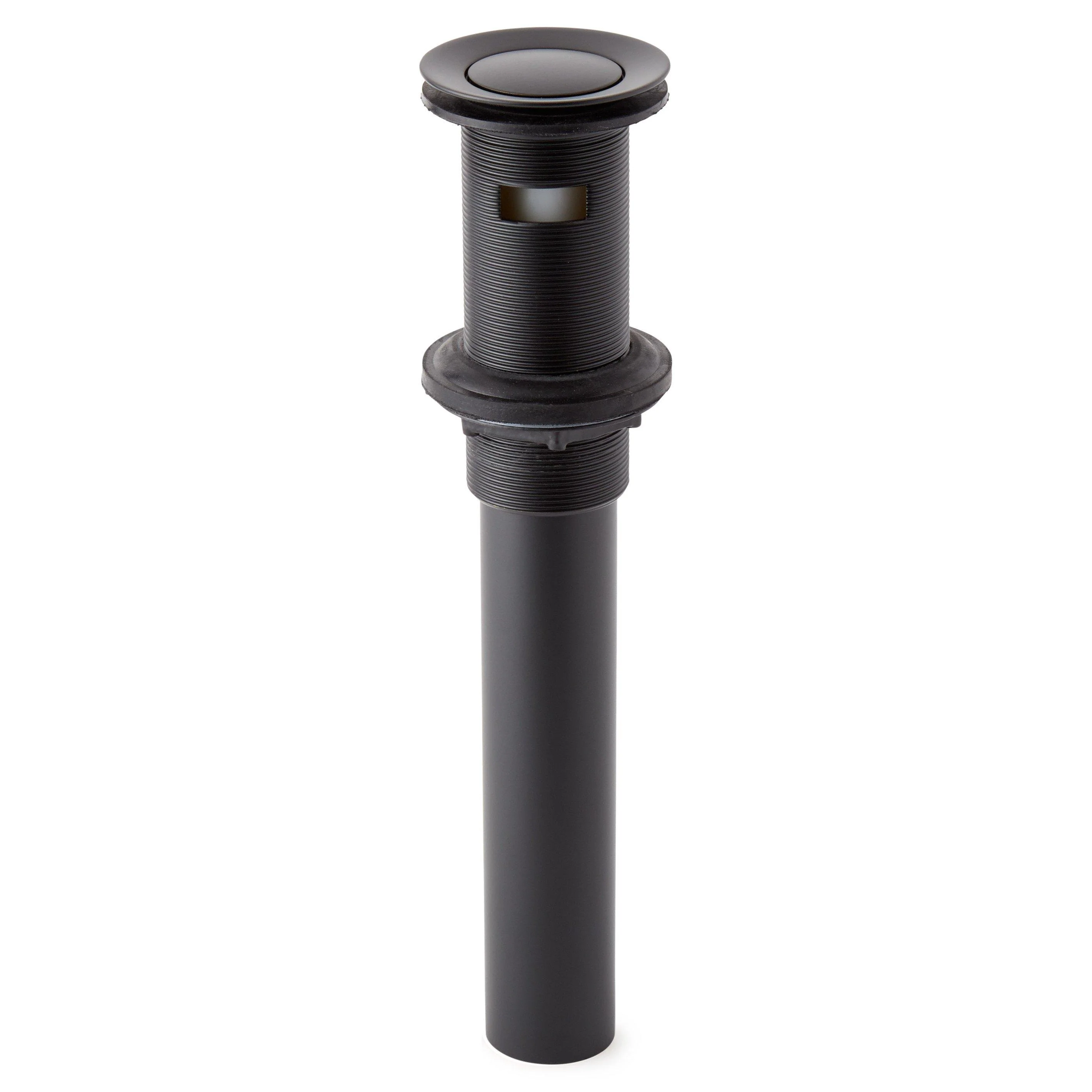 Signature Hardware Extended Press Type Pop-Up Bathroom Drain Overflow Hole Matte Black
