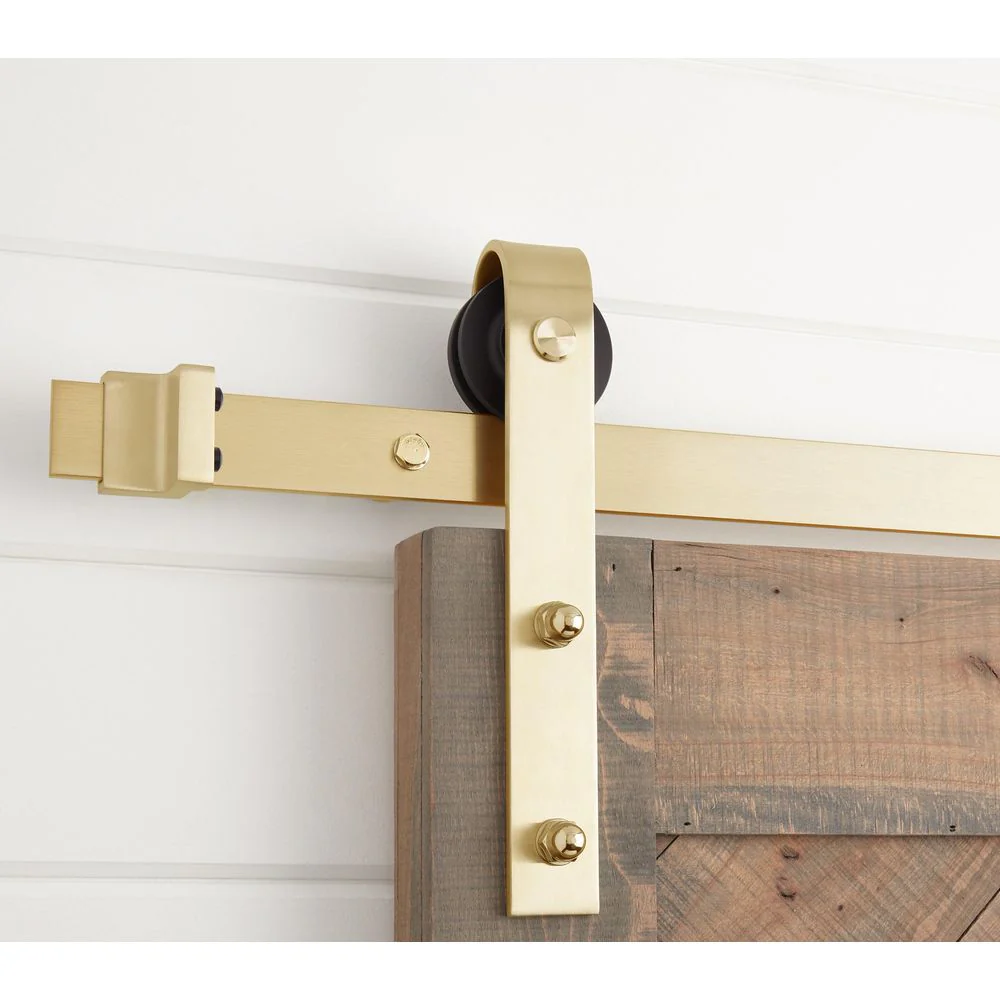 Signature Hardware HBD5000X120CHBS Hal 120 Inch Barn Door Track and Hardware Set Hardware Champagne Brass Sliding Door - Image 3