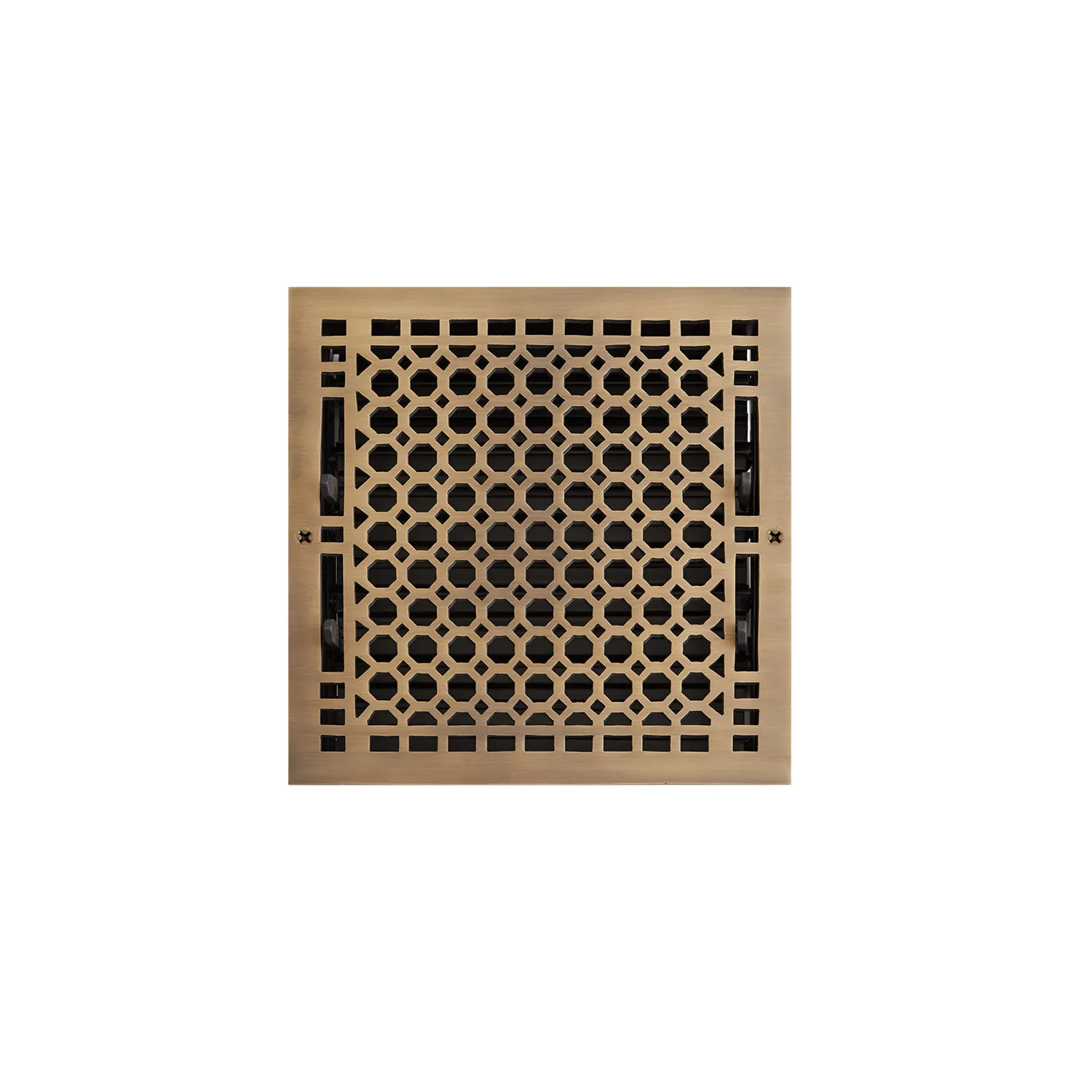 Signature Hardware SH551157AB HV-1016-1212-AB HV-1016-1414-AB Brass Wall Pre-Drilled Register With Damper - 14" x 14" - Antique Brass