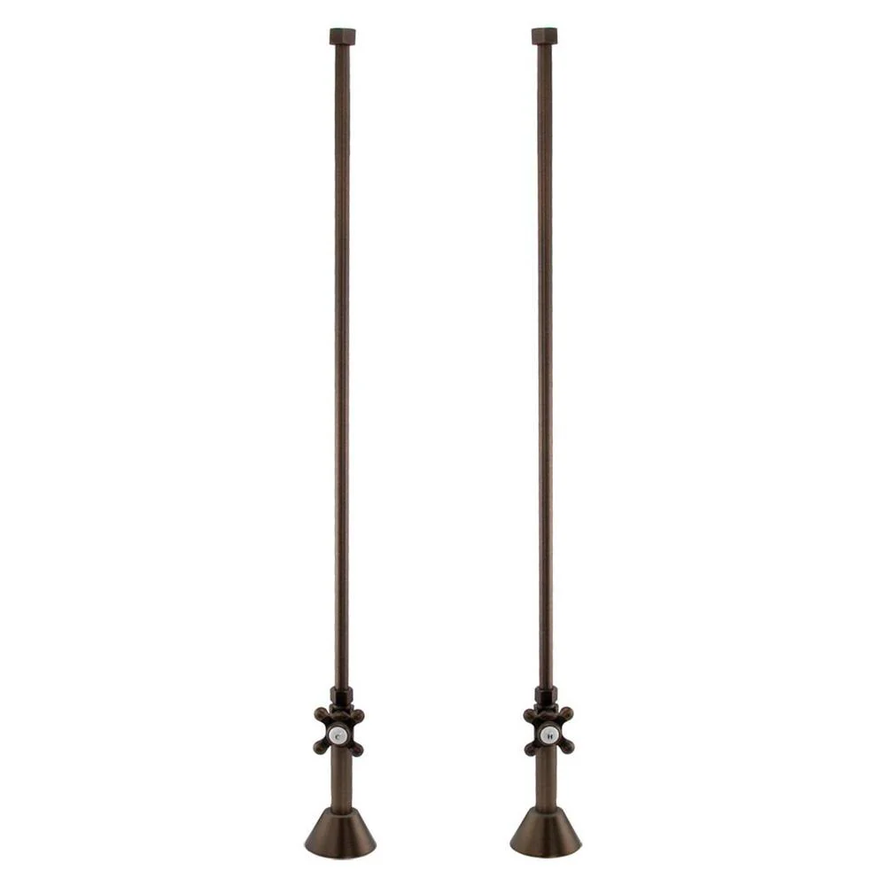 Signature Hardware NB-061orb-U Deck-Mount Supply Lines with Cross Handle Stops - for Threaded Pipe - Oil Rubbed Bronze