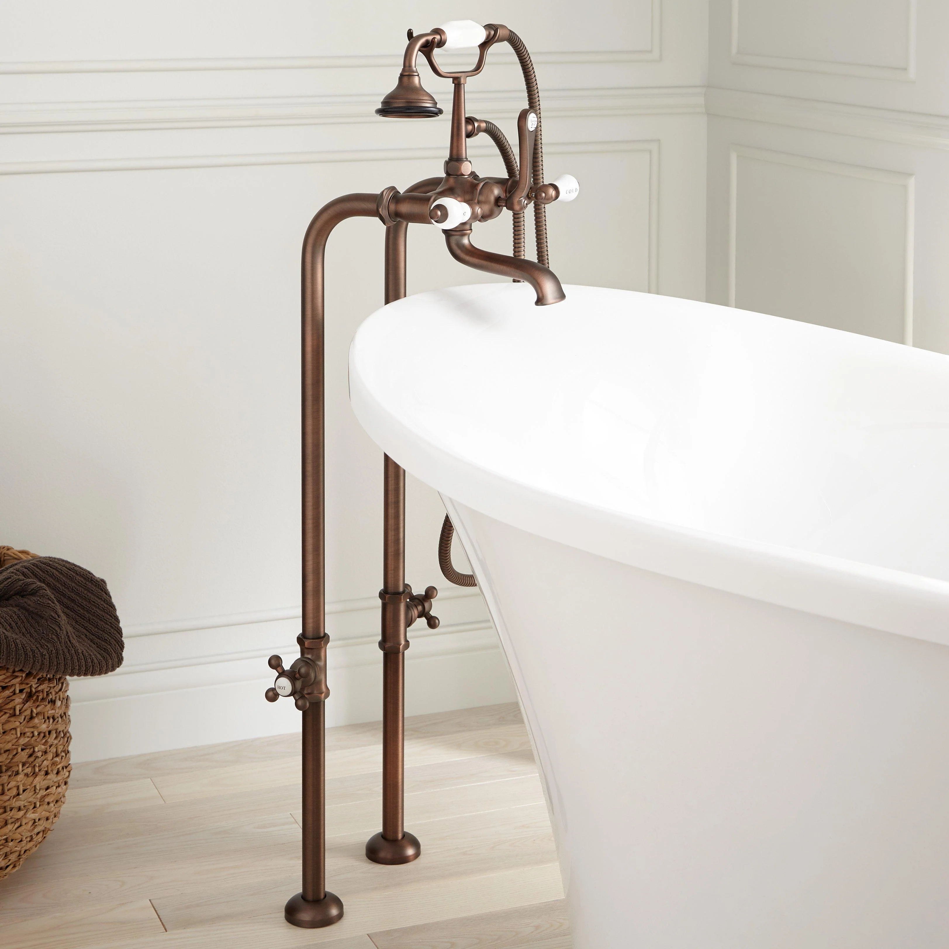 Signature Hardware NB-116orb-U Freestanding Tub Supply Lines with Shutoff Valves - Oil Rubbed Bronze