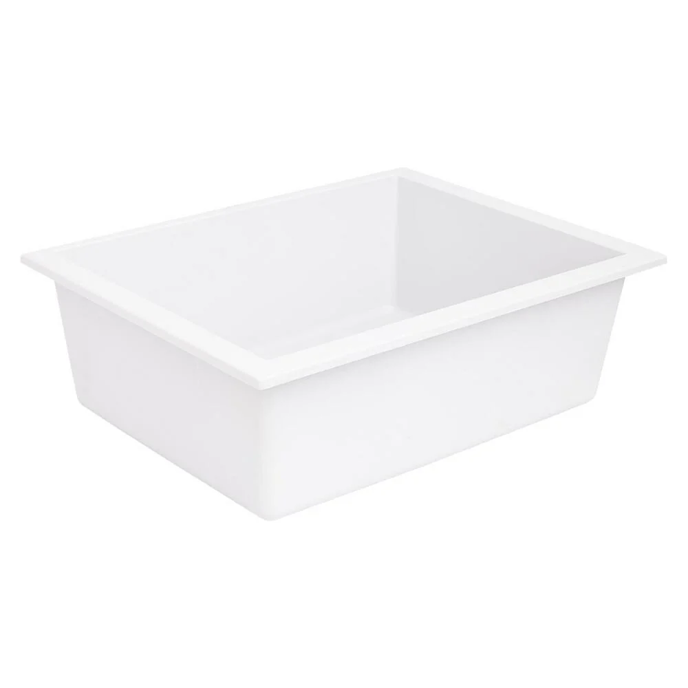 Signature Hardware ON5610ST-58UG-U Single bowl Undermount Sink-Granite Composite-22-1/16"x17-3/4"x7-7/8"-No Overflow, No Drains-Includes Mounting Hardware-Milk White 58UG