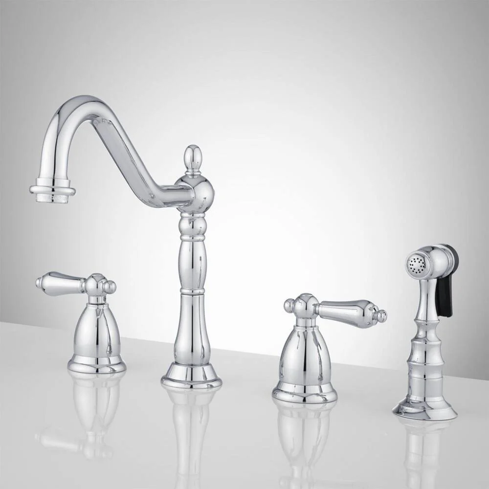Signature Hardware RL-818KBP-C-LEAD FREE Helena Widespread Kitchen Faucet with Hand Spray - Chrome-Lead Free