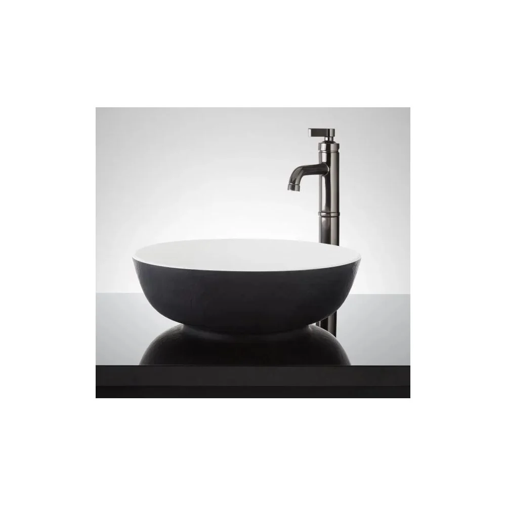 Signature Hardware SH129897MBMWH ELKSHIRE TEXTURED SOLID SURFACE VESSEL SINK - MATTE BLACK EXTERIOR MATTE WHITE INTERIOR - Image 3