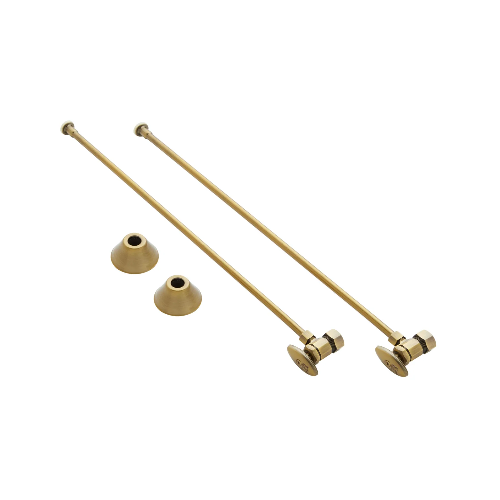 Signature Hardware SH231AGBR Bathroom Supply Kit with 5/8" OD X 3/8" OD Angle Stop Aged Brass Valves Angle Stop Valves Closet Supply