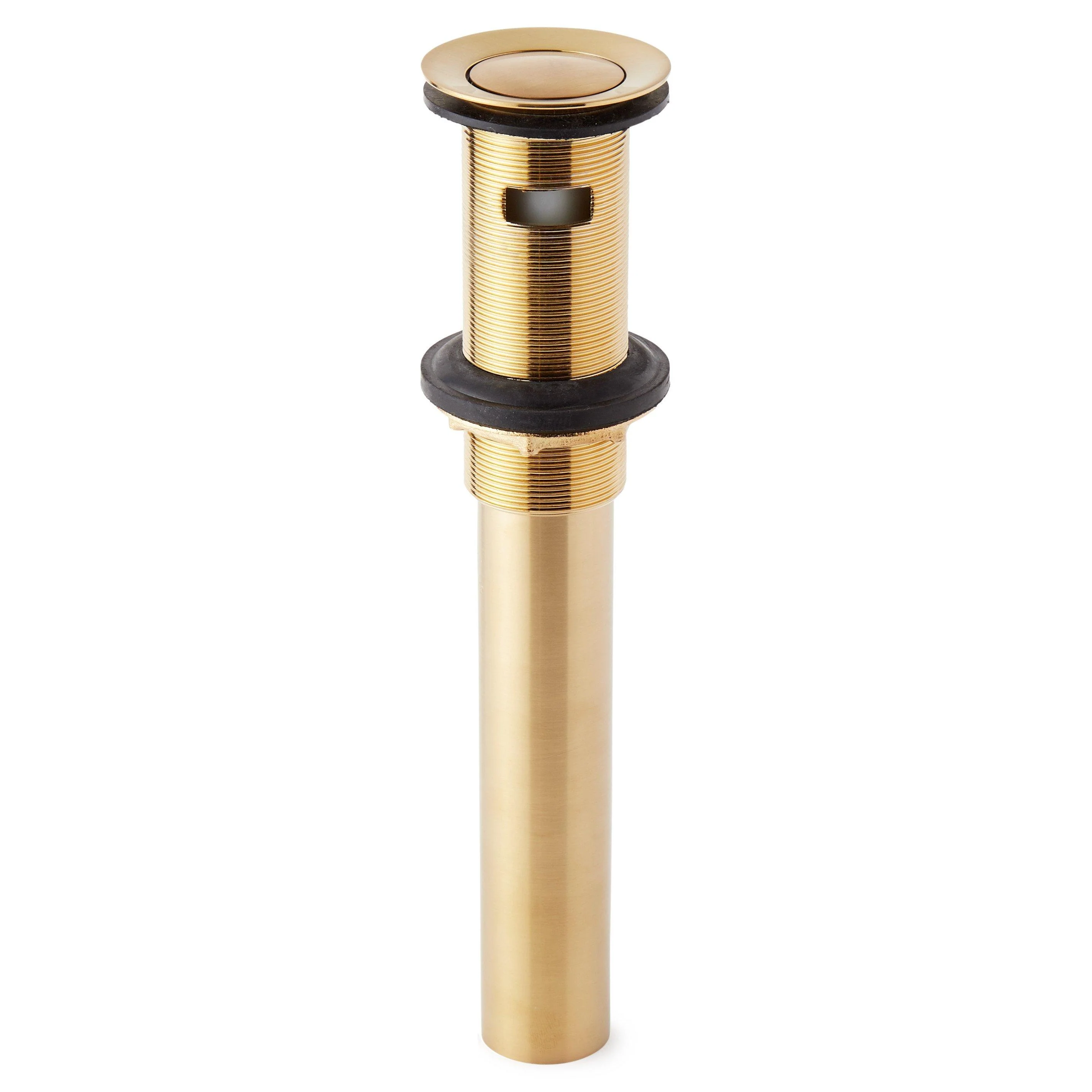 Signature Hardware SH439076BG Extended Press Type Pop-Up Bathroom Drain - Overflow Hole - Brushed Gold - Image 3