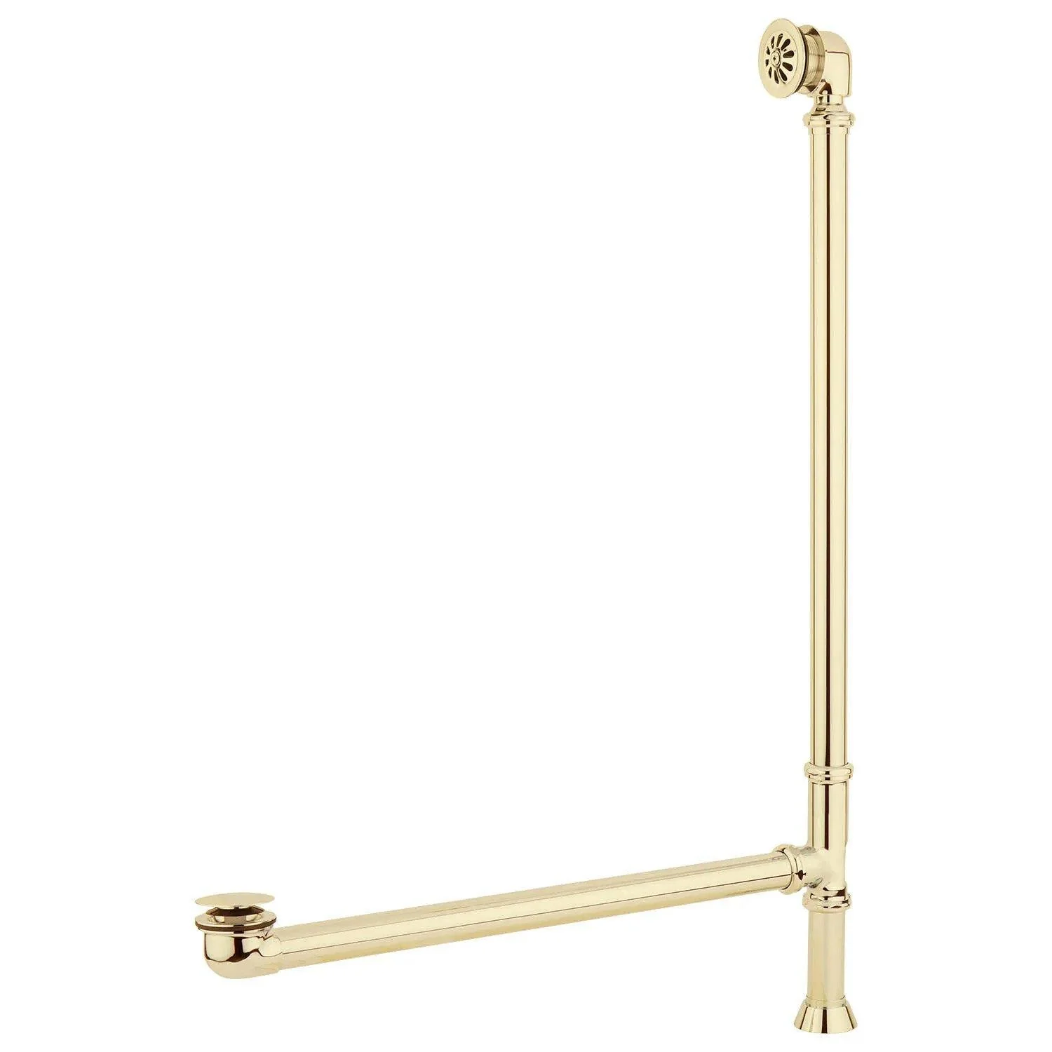 Signature Hardware SH439080PB Extended Pop-Up Tub Drain - Swivel Head - Daisy Wheel Overflow - 1-5/16 Thread - Polished Brass - Image 3