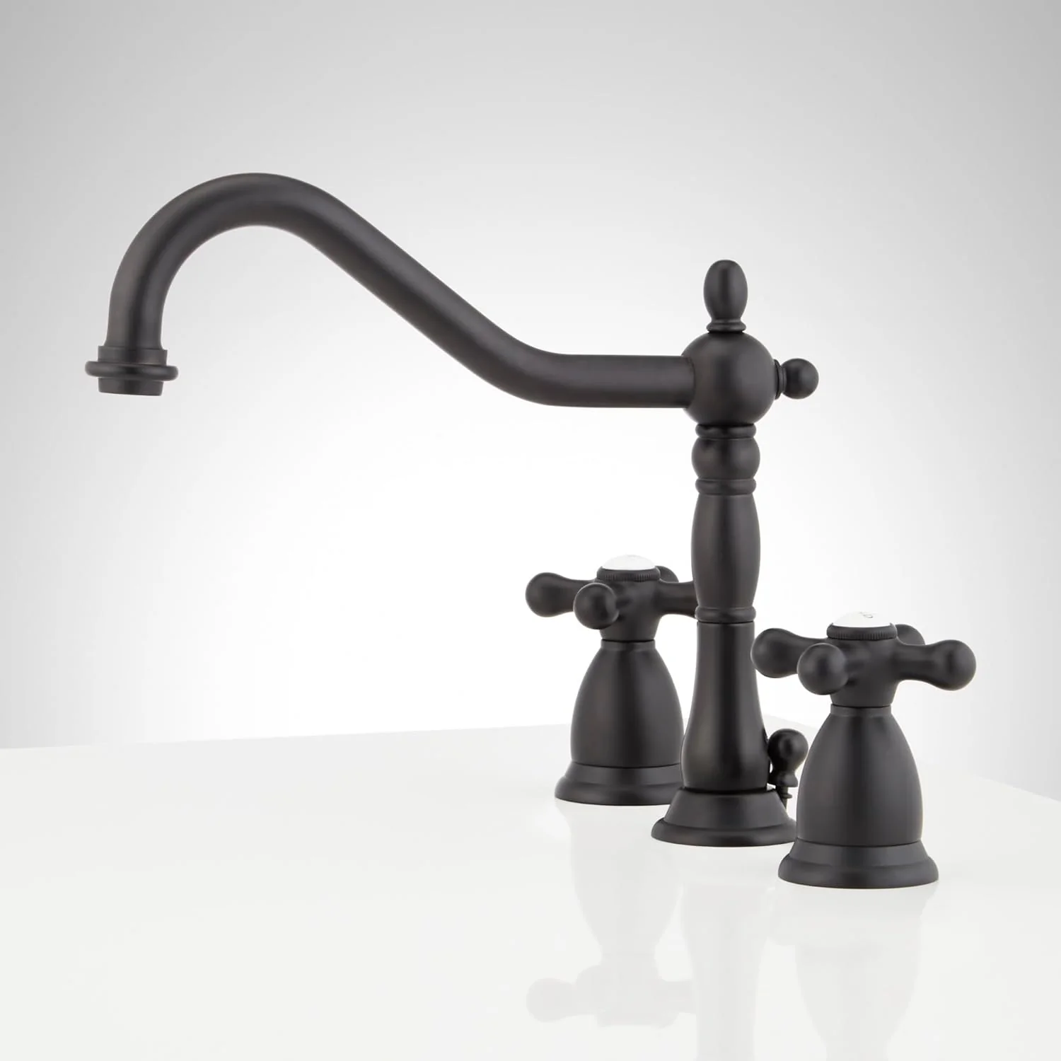 Signature Hardware SH449714MB Victorian 1.2 GPM Widespread Bathroom Faucet with Pop-Up Drain Assembly - Matte Black - Image 2