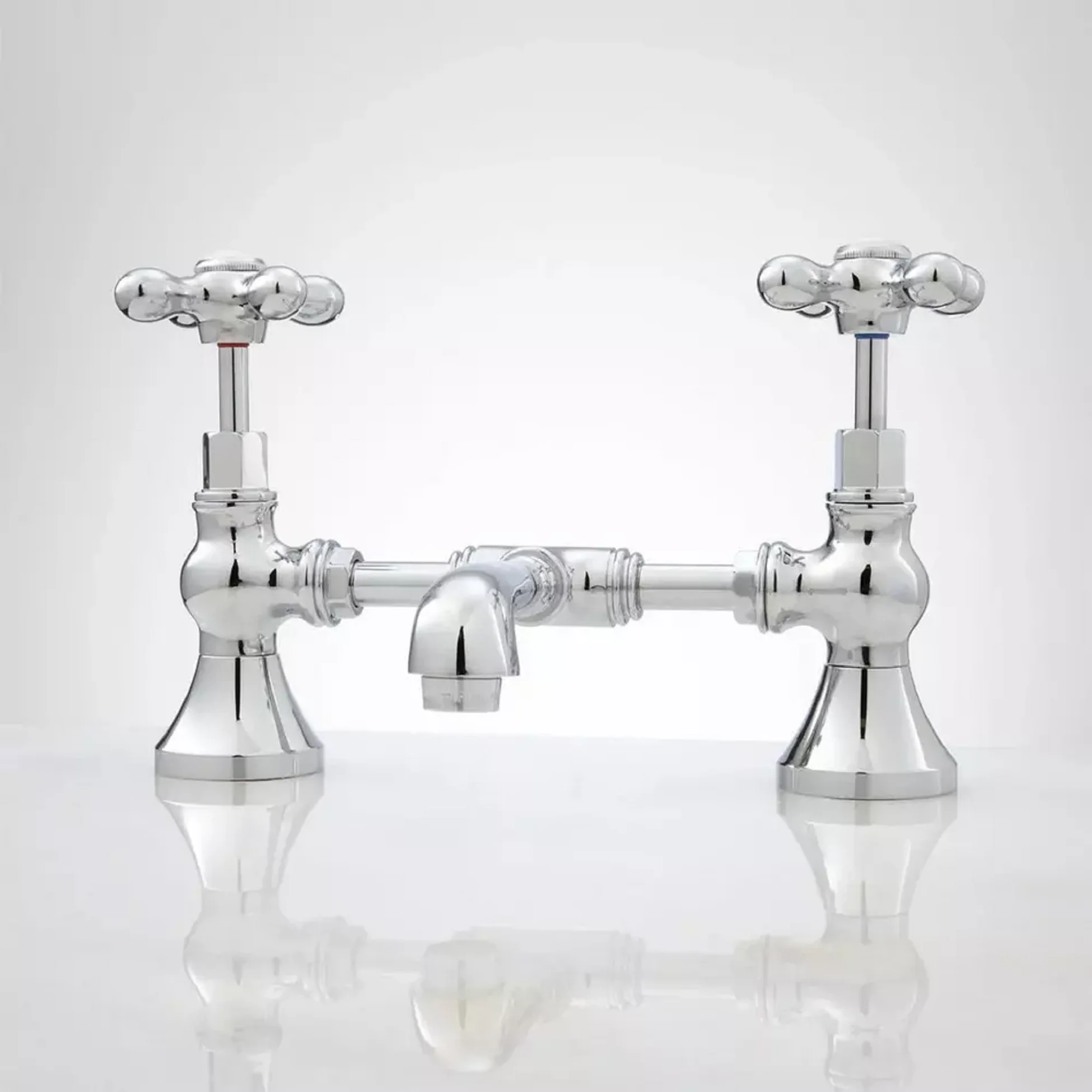 Signature Hardware SH449719CP Bridge Lavatory Faucet with Mushroom Type Overflow Drain - CP - Image 3