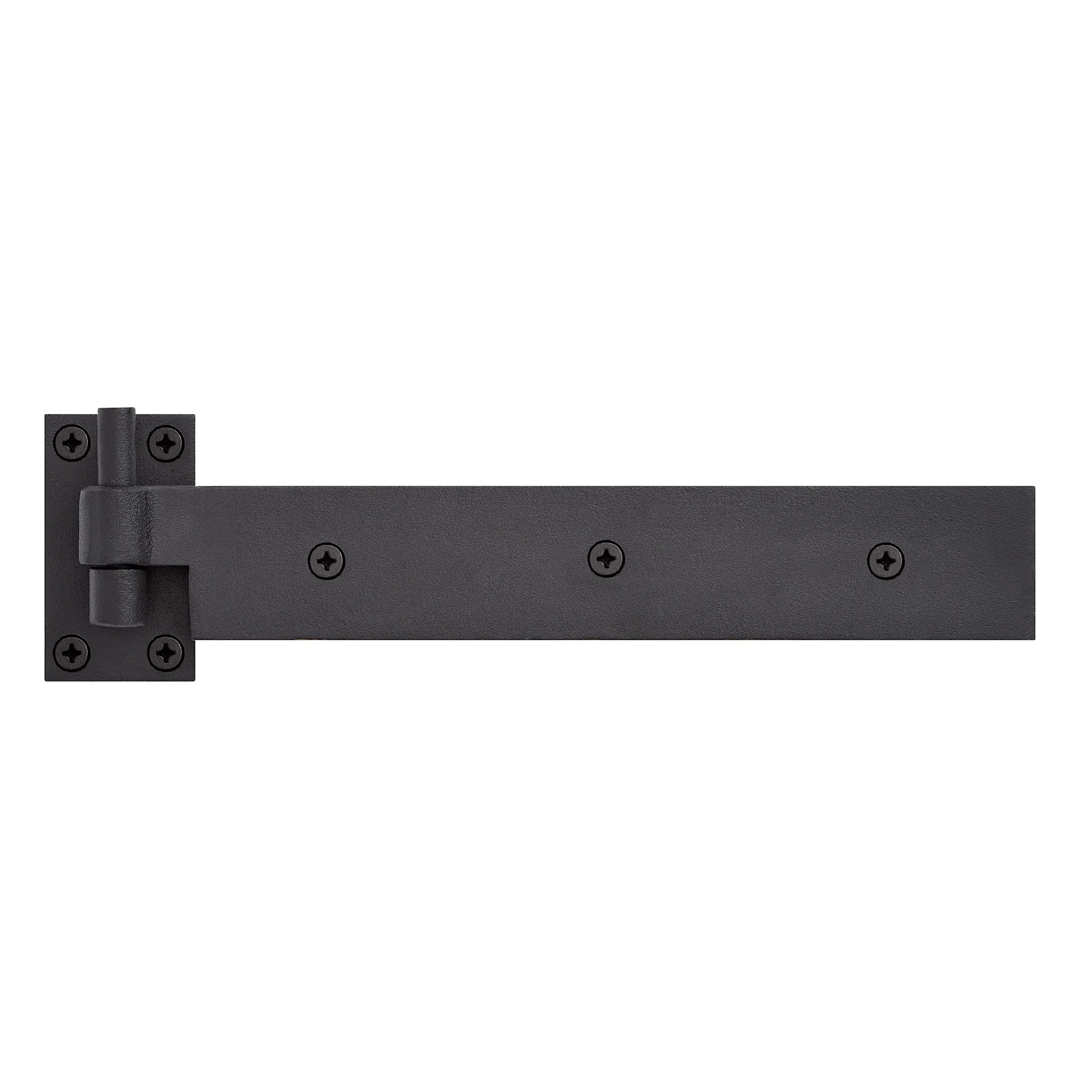 Signature Hardware  SH552193BPC 500827 Kareem 12-1/2" x 3-1/8" Strap Round Corner Surface Mount Door Hinge - Single Hinge - Black Powder Coat - Image 3