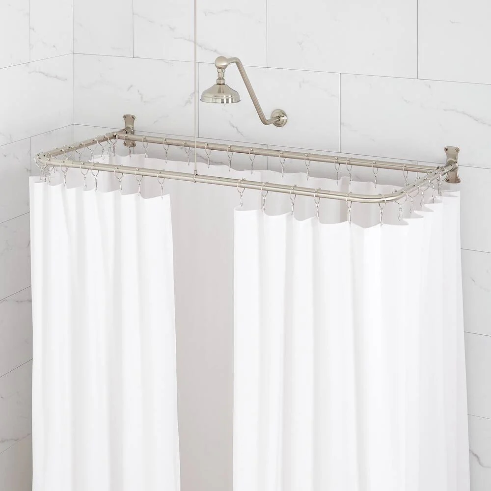 Signature Hardware SH555015BN 54x27" D-Shaped Solid Brass Shower Ring & Ceiling Support, Brushed Nickel - Image 2