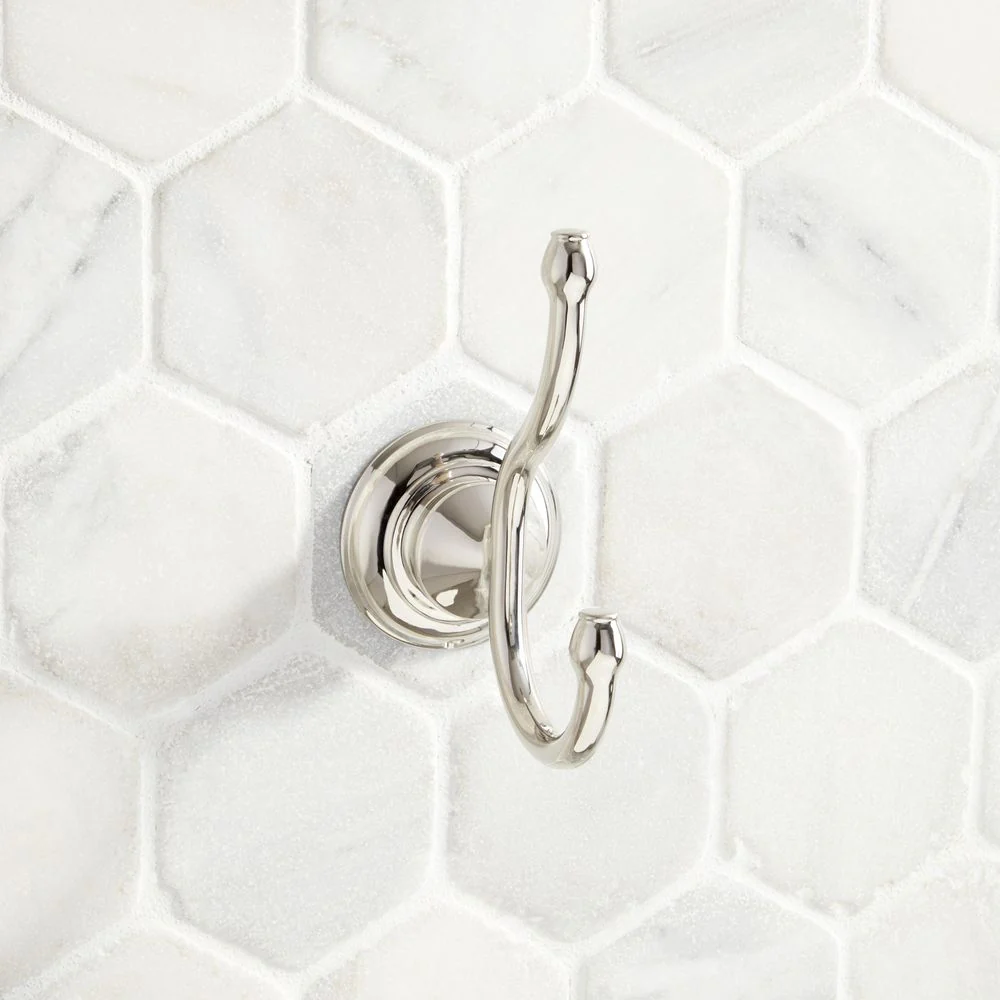 Signature Hardware SHBERH2PN Beasley Double Robe Hook - Polished Nickel