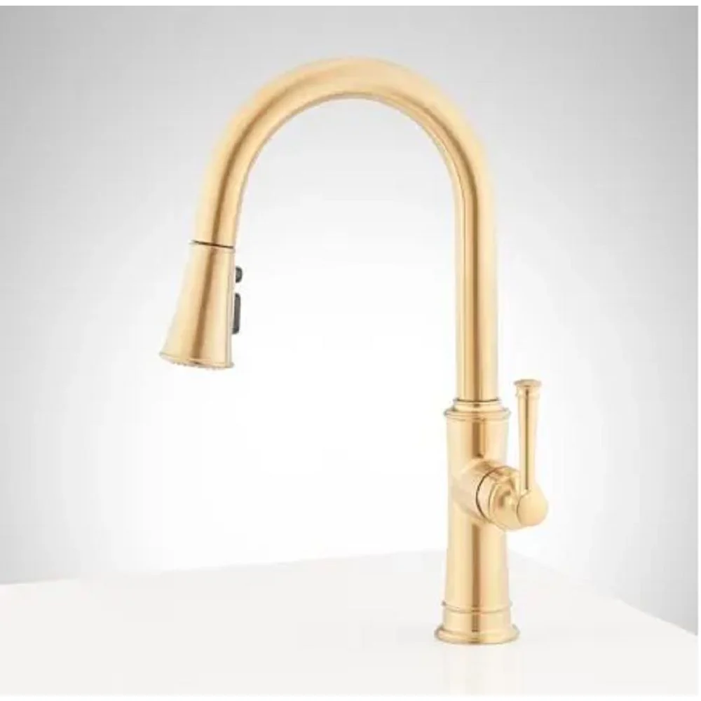 Signature Hardware SHXCBE107BG Beasley 1.75 GPM Single Hole Pre-Rinse Kitchen Faucet, Brushed Gold - Image 2