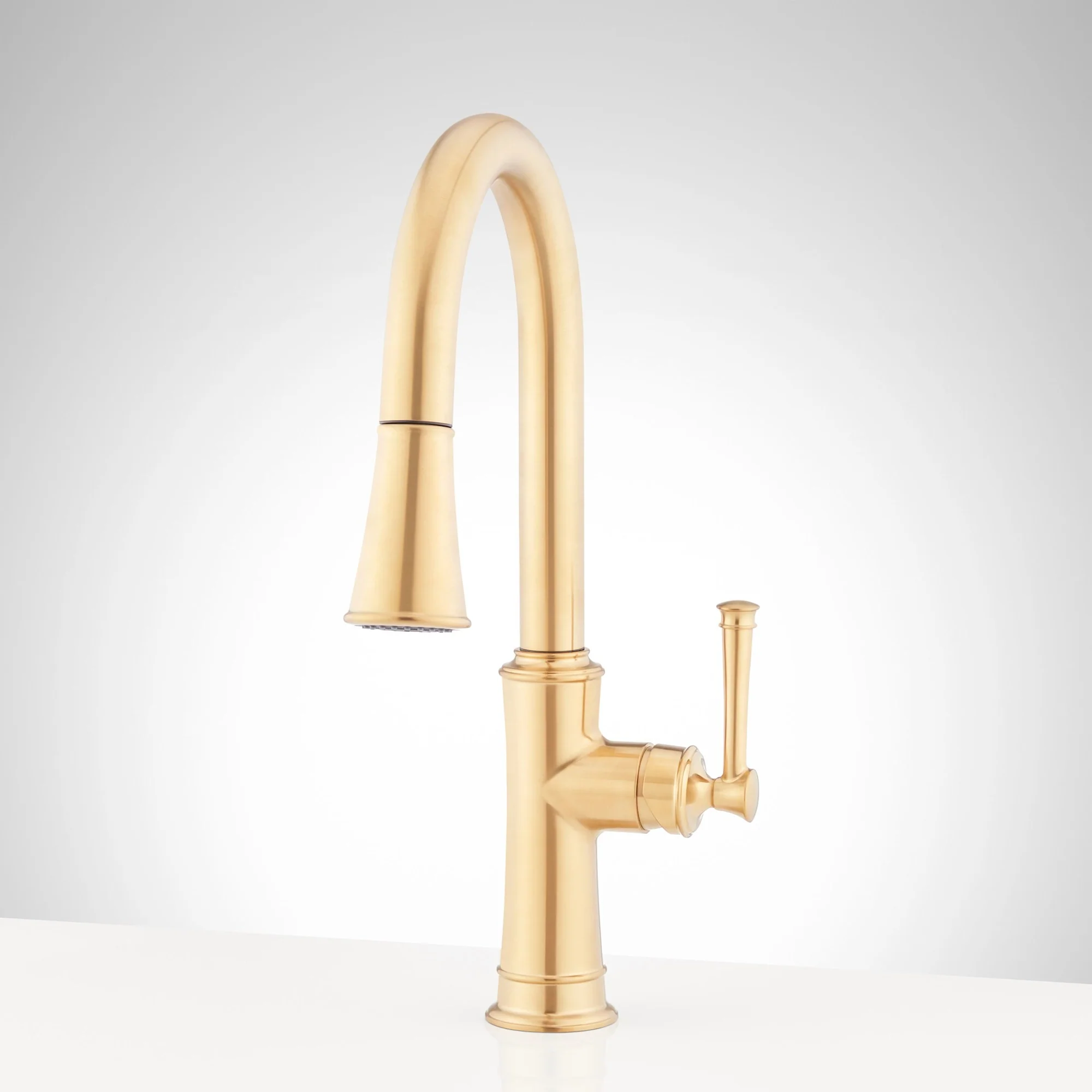 Signature Hardware SHXCBE107BG Beasley 1.75 GPM Single Hole Pre-Rinse Kitchen Faucet, Brushed Gold - Image 3