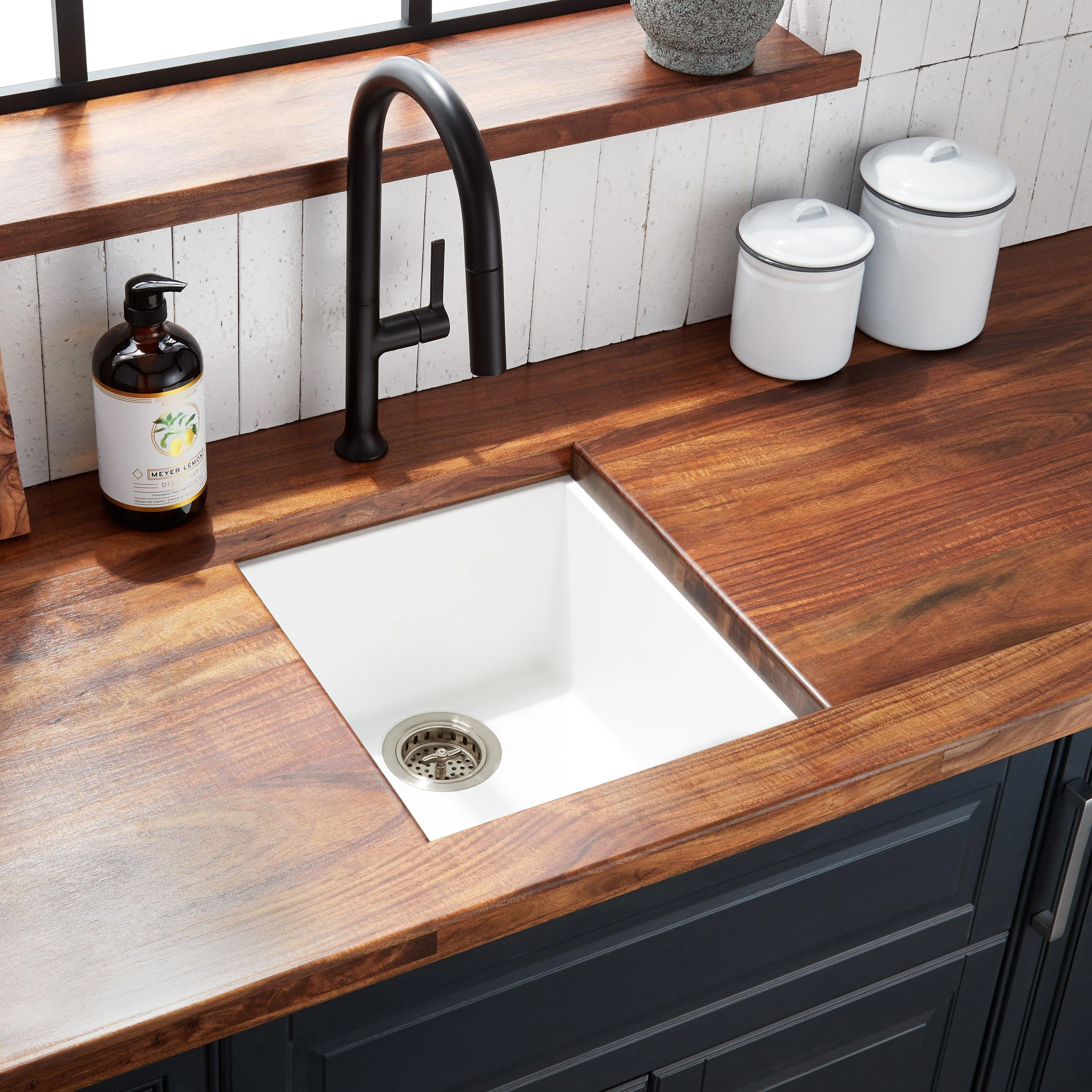 Signature Hardware Single Bowl Prep Sink, Undermount, Granite Composite, 16"x19-7/8"x7-7/8" - Milk White - 58UG