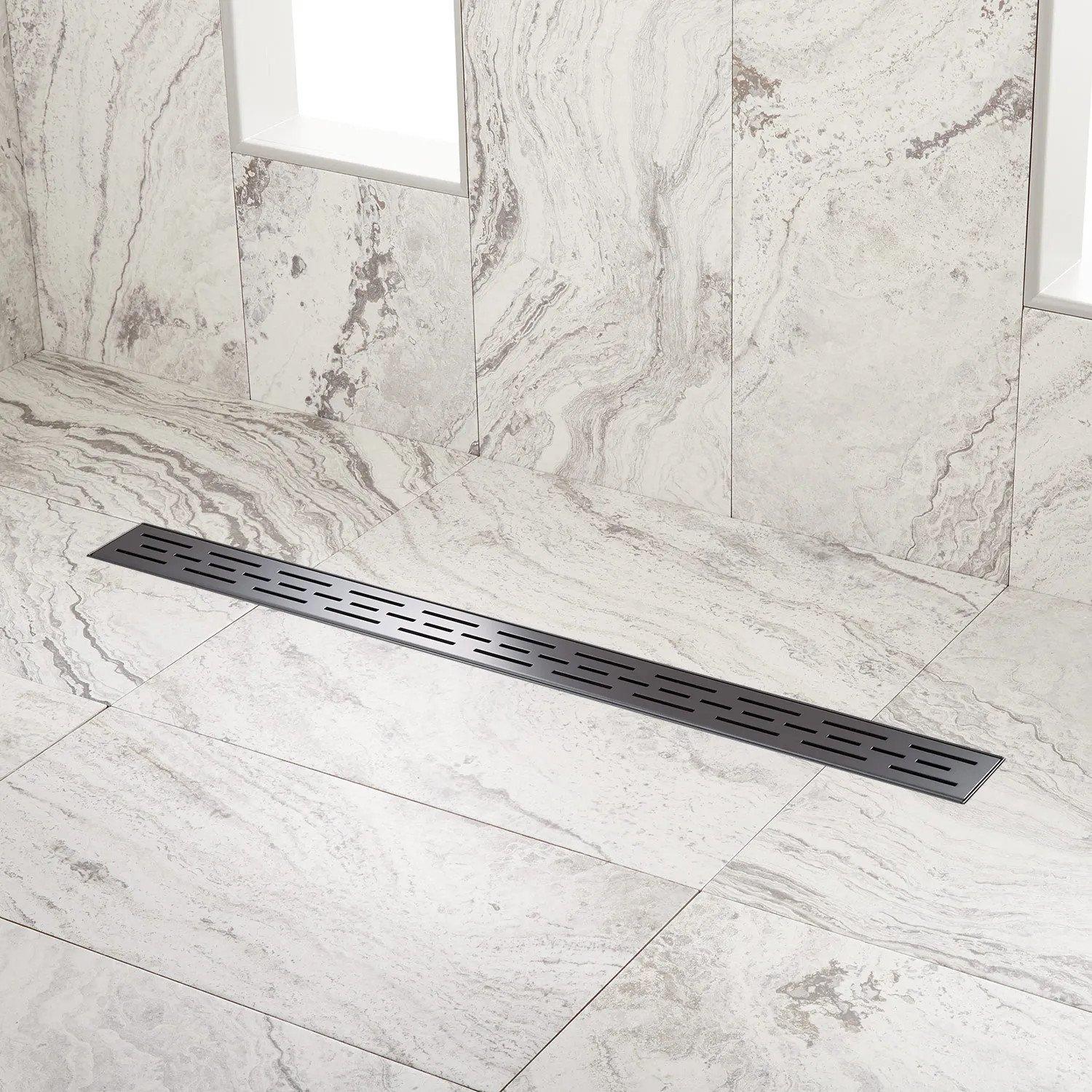 Signature Hardware ZA3-G01-36-MB-C 36" Effendi Outdoor Linear Shower Drain - Matte Black