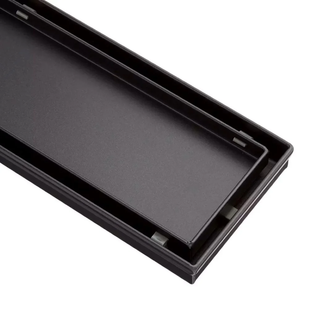 Signature Hardware ZA3-G01-60-MB-C 60" Cohen Linear Tile-In Shower Drain - with Drain Flange - Matte Black - Image 2